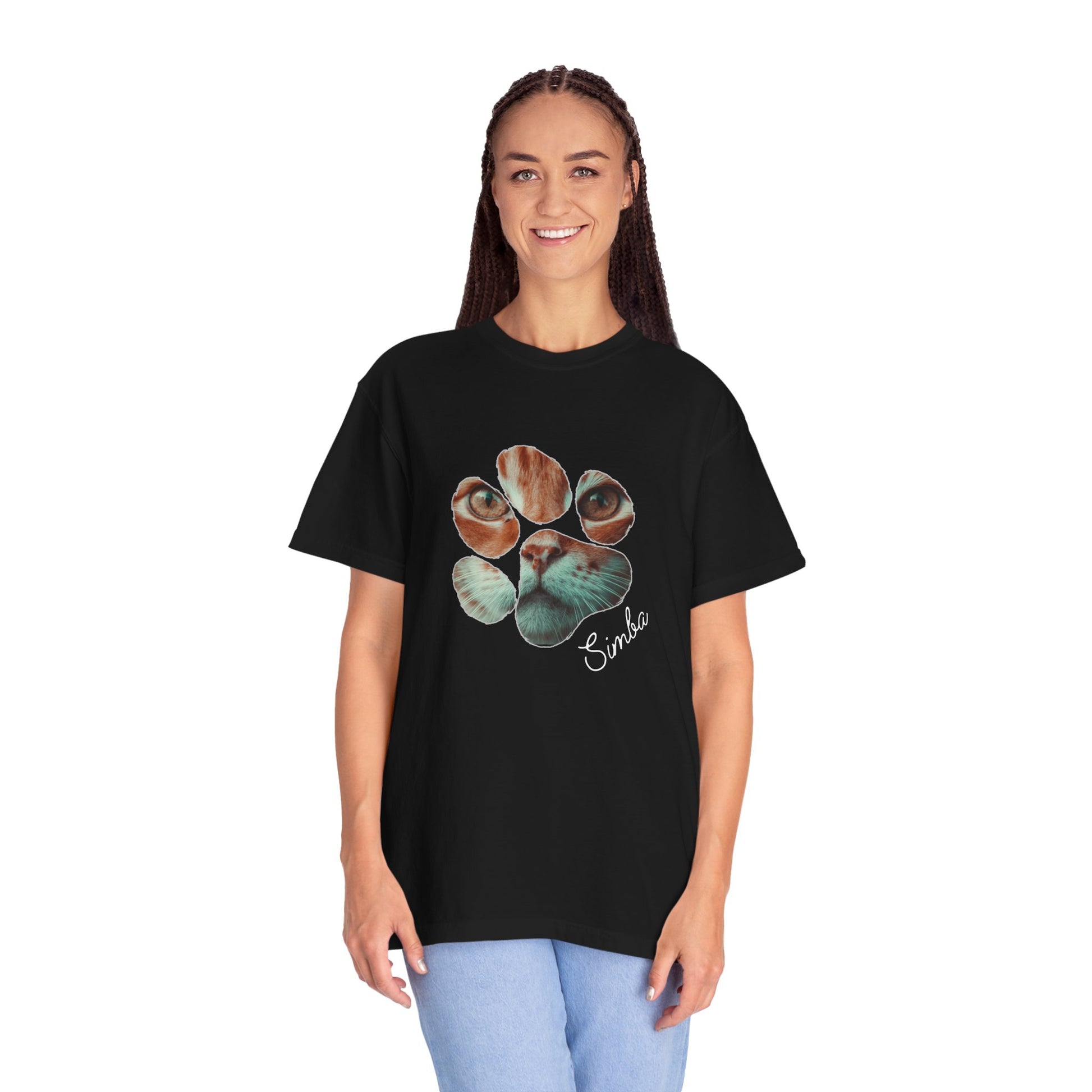 Simba Cat Themed Unisex T-shirt, Garment-Dyed, Pet Lover Gift, Cat Mom Tee, Birthday Shirt, Animal Lover Apparel - Stellar Threadz Studio