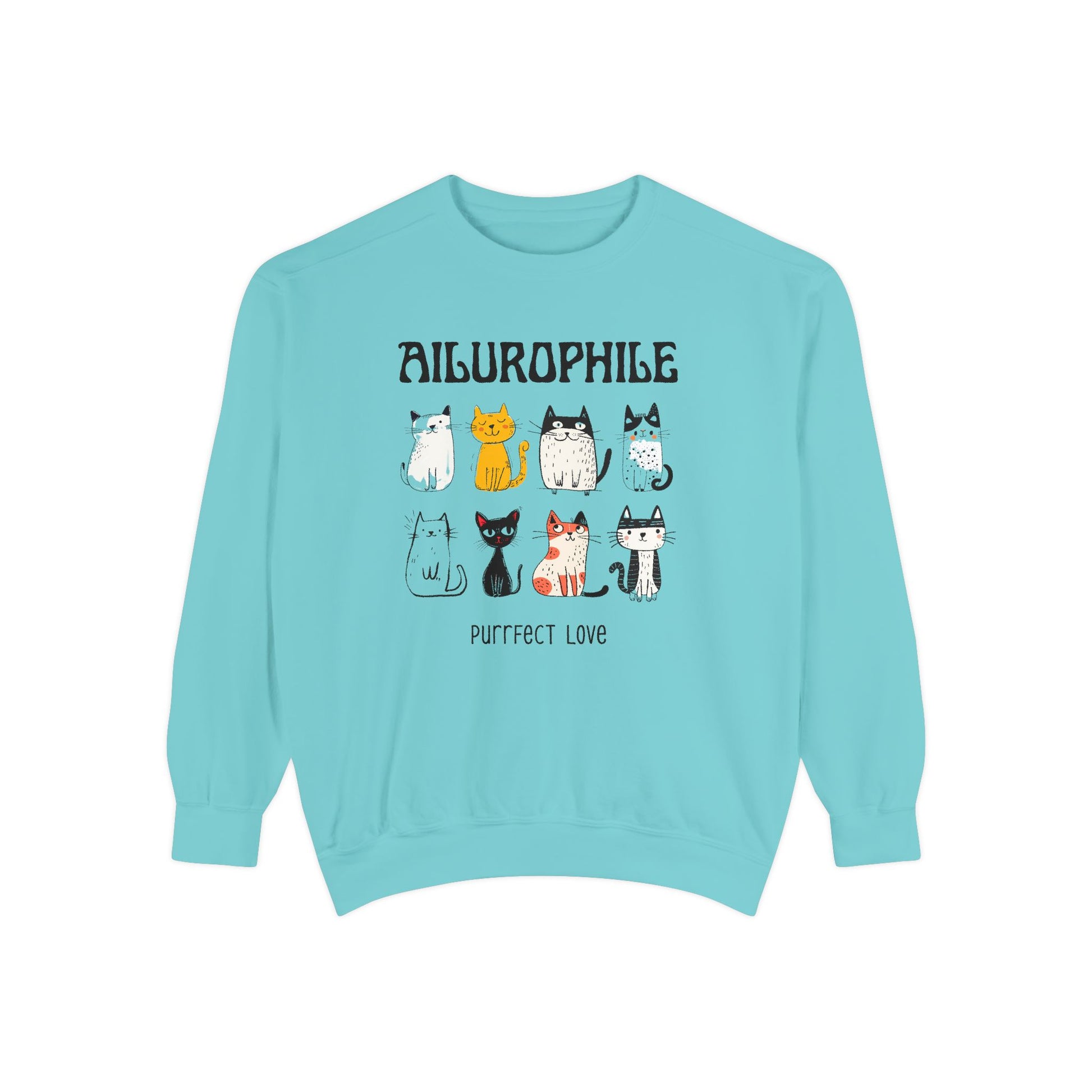 Ailurophile Comfort Colors Sweatshirt - Cozy Cat Sweatshirt, Cat Lover Gift, Unisex. - Stellar Threadz Studio