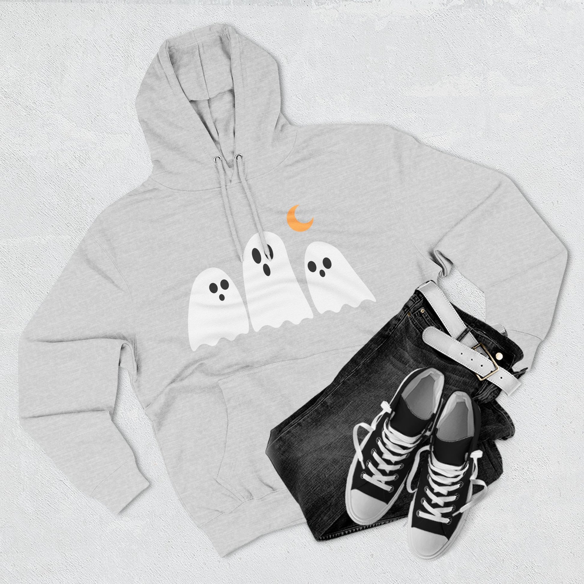 Cozy Fleece Hoodie, Cute Halloween Ghost Sweatshirt, Soft Casual Wear, Fall Outfit, Gift for Friends - Stellar Threadz Studio