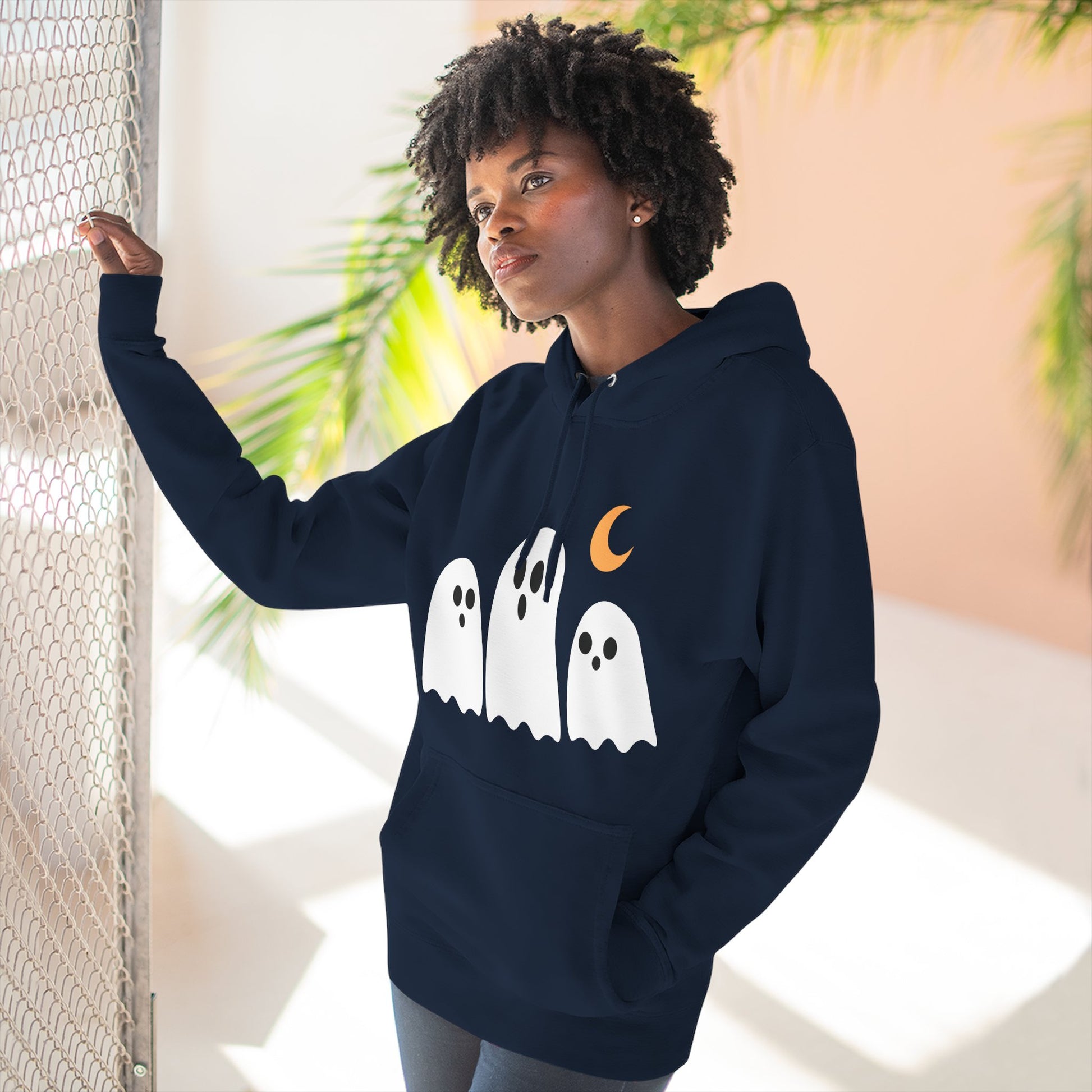 Cozy Fleece Hoodie, Cute Halloween Ghost Sweatshirt, Soft Casual Wear, Fall Outfit, Gift for Friends - Stellar Threadz Studio