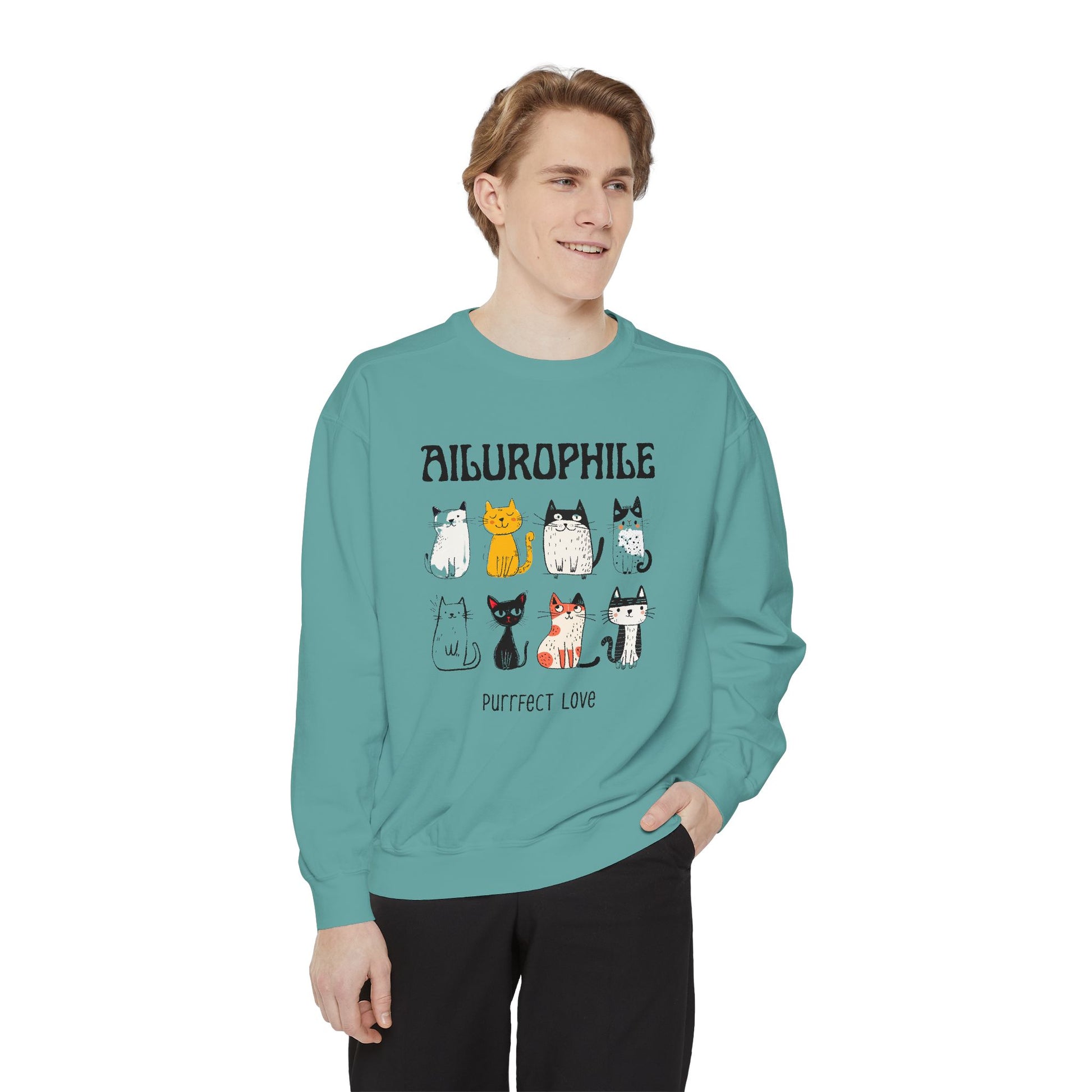 Ailurophile Comfort Colors Sweatshirt - Cozy Cat Sweatshirt, Cat Lover Gift, Unisex. - Stellar Threadz Studio