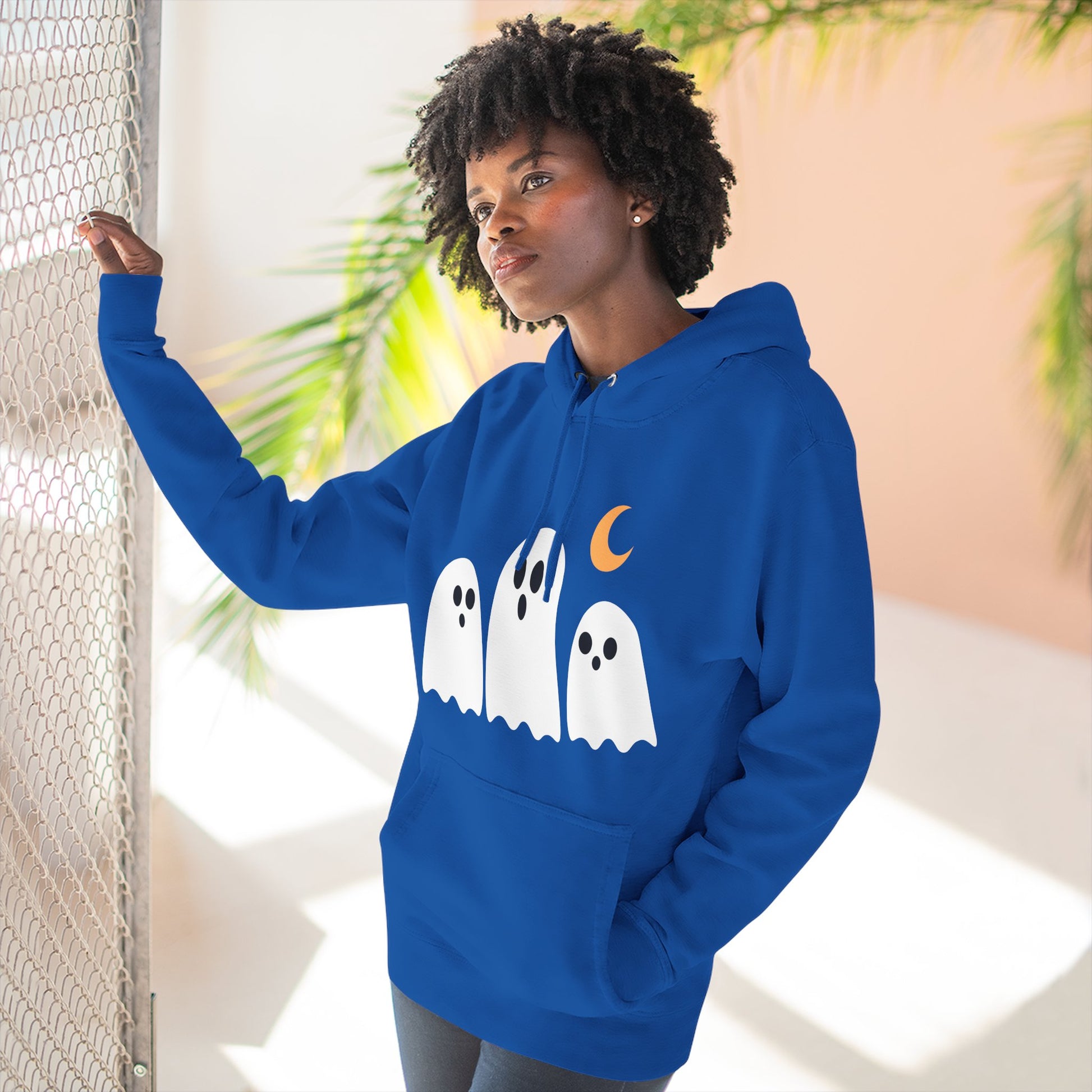 Cozy Fleece Hoodie, Cute Halloween Ghost Sweatshirt, Soft Casual Wear, Fall Outfit, Gift for Friends - Stellar Threadz Studio