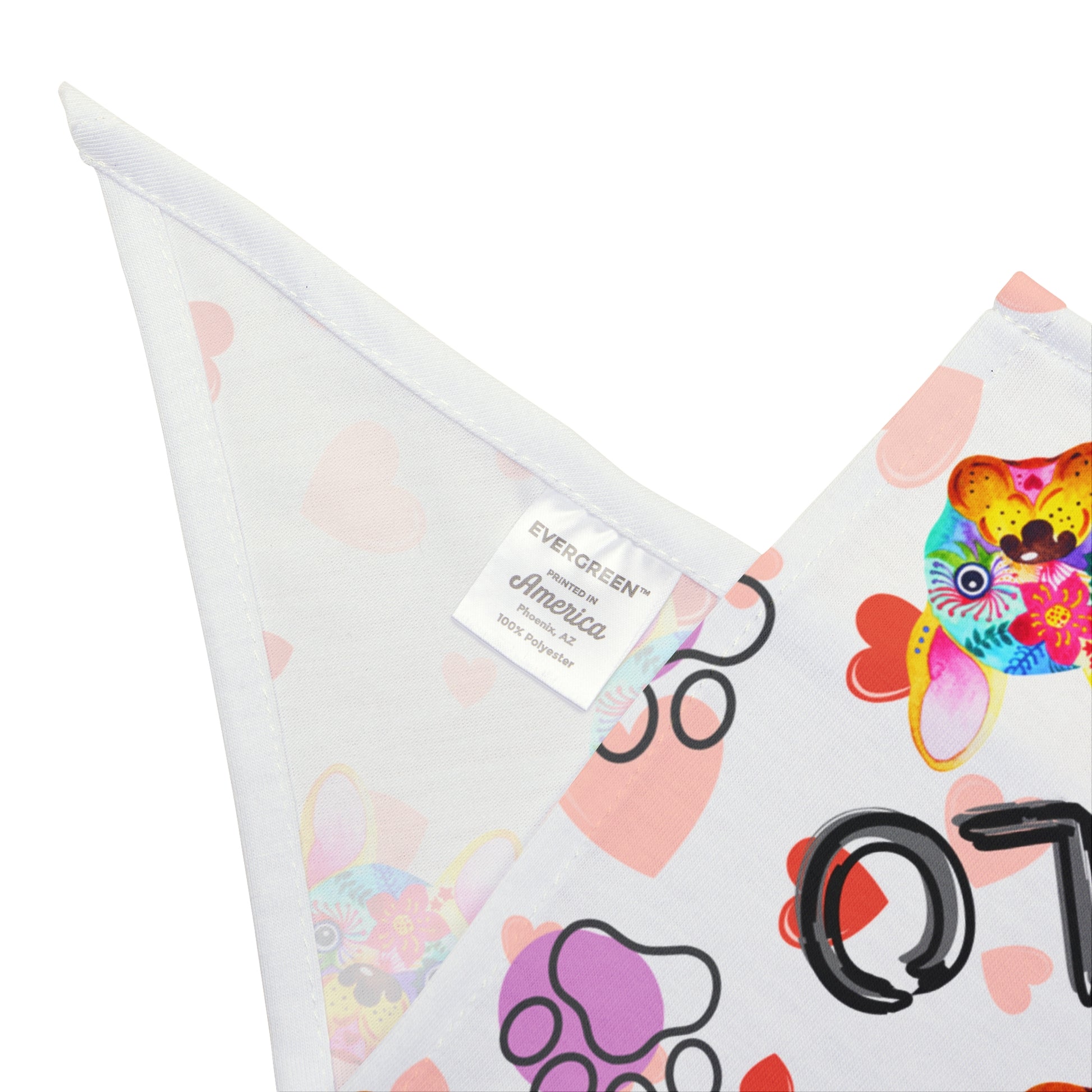 Custom Pet Bandana - Colorful Heart Pattern Dog Scarf with Personalization - Stellar Threadz Studio