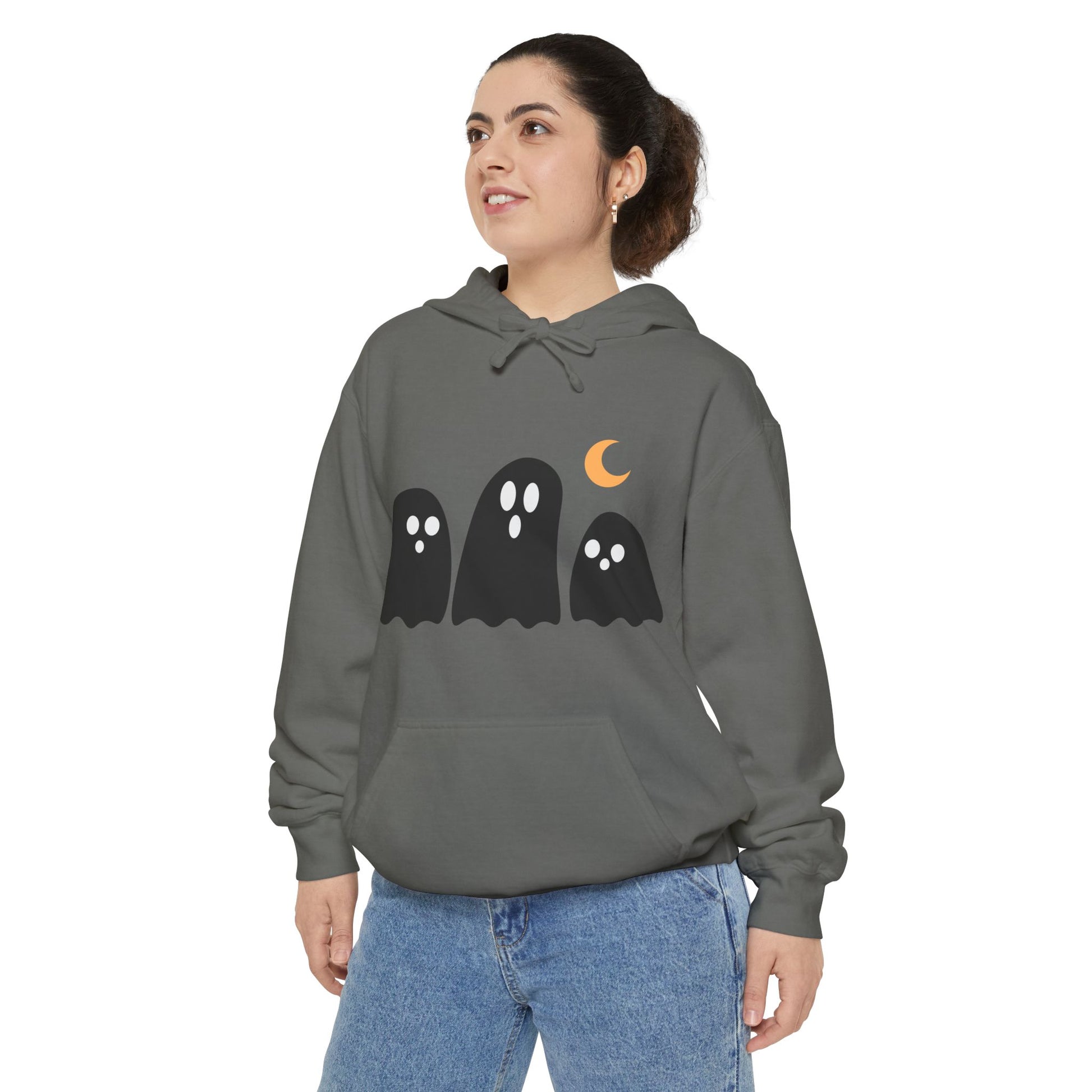 Cute Ghost Graphic Hoodie - Perfect for Halloween, Cozy Layer, Unisex Sweatshirt, Gift for Ghost Lovers, Fall Fashion, Comfort Colors - Stellar Threadz Studio