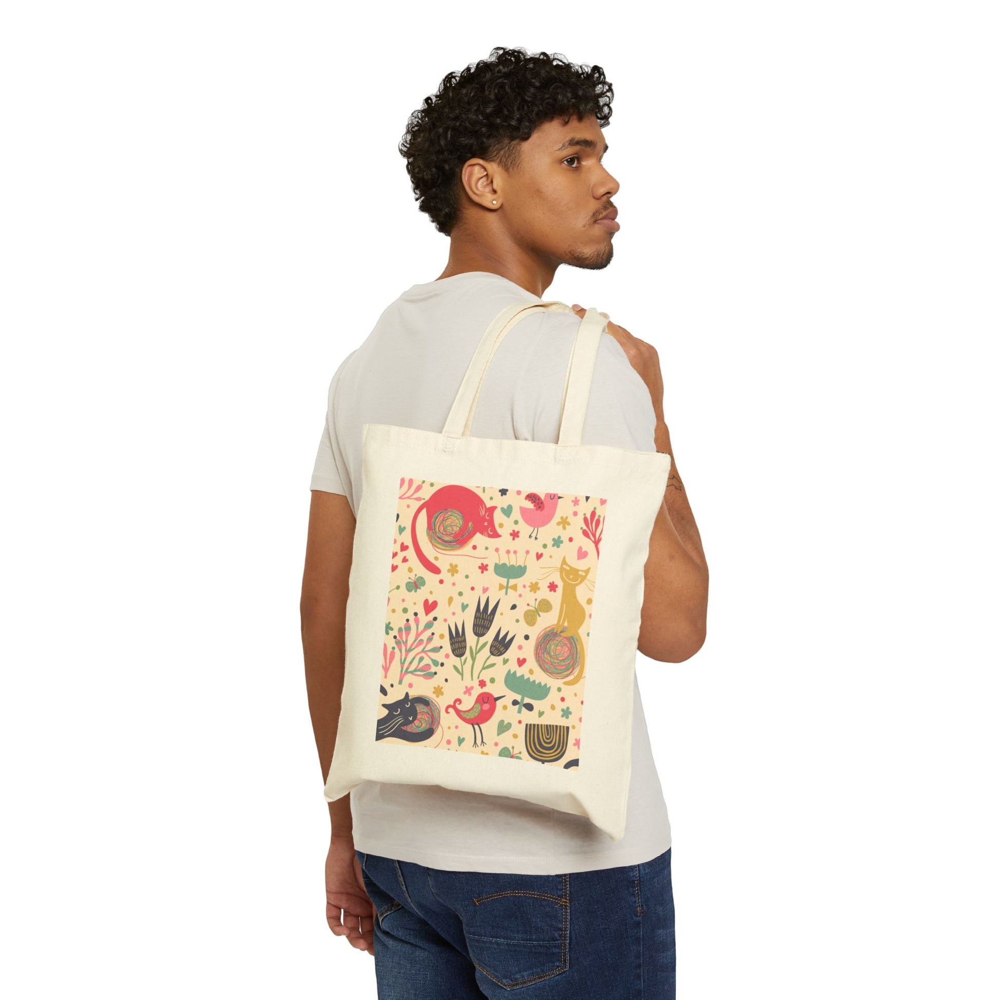 Playful Canvas Tote Bag - Eco-Friendly Animal Design - Stellar Threadz Studio