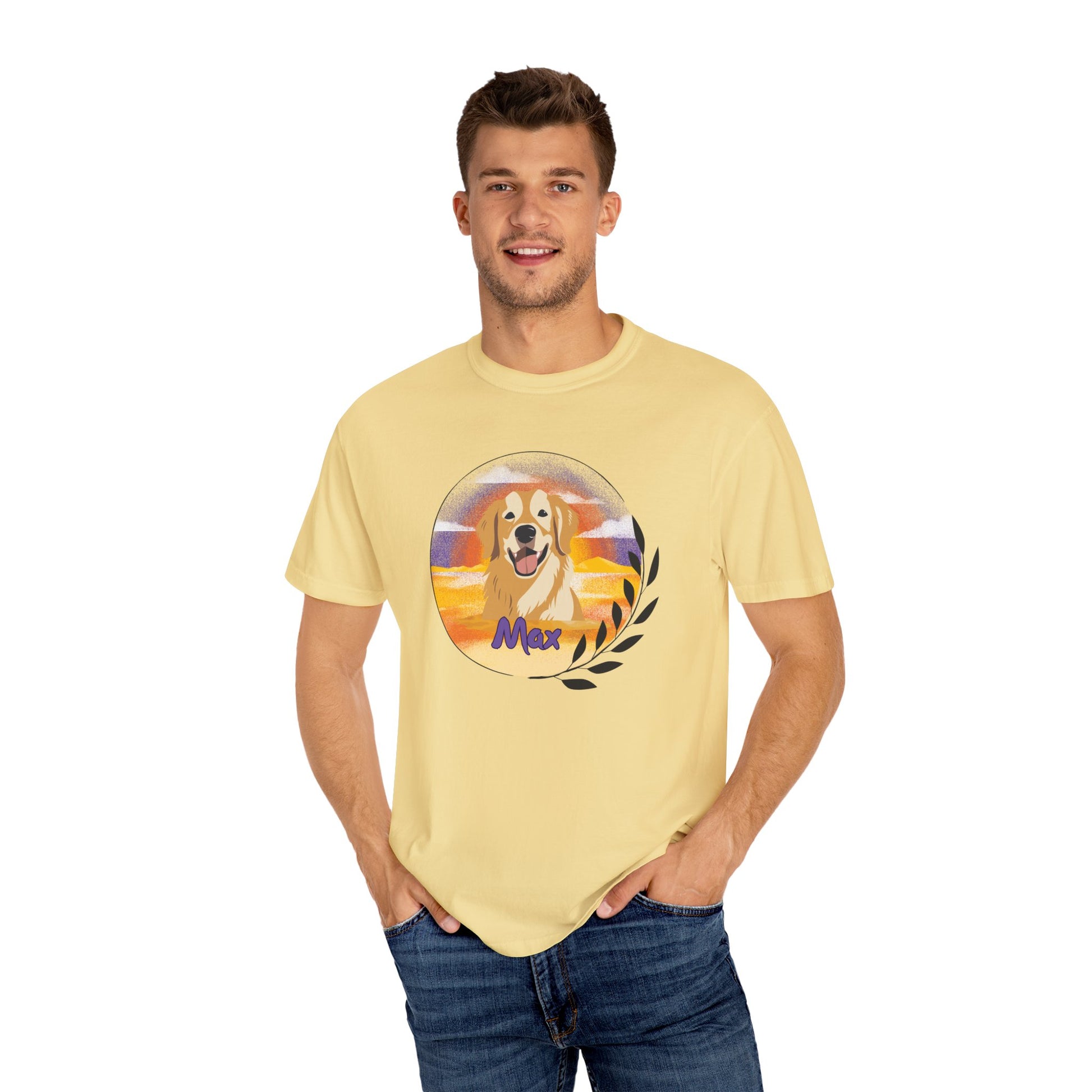 Custom Pet Portrait T-Shirt, Personalized Dog Tee, Garment Dyed Shirt, Gift for Dog Lovers, Cute Animal Apparel, Comfort Colors - Stellar Threadz Studio