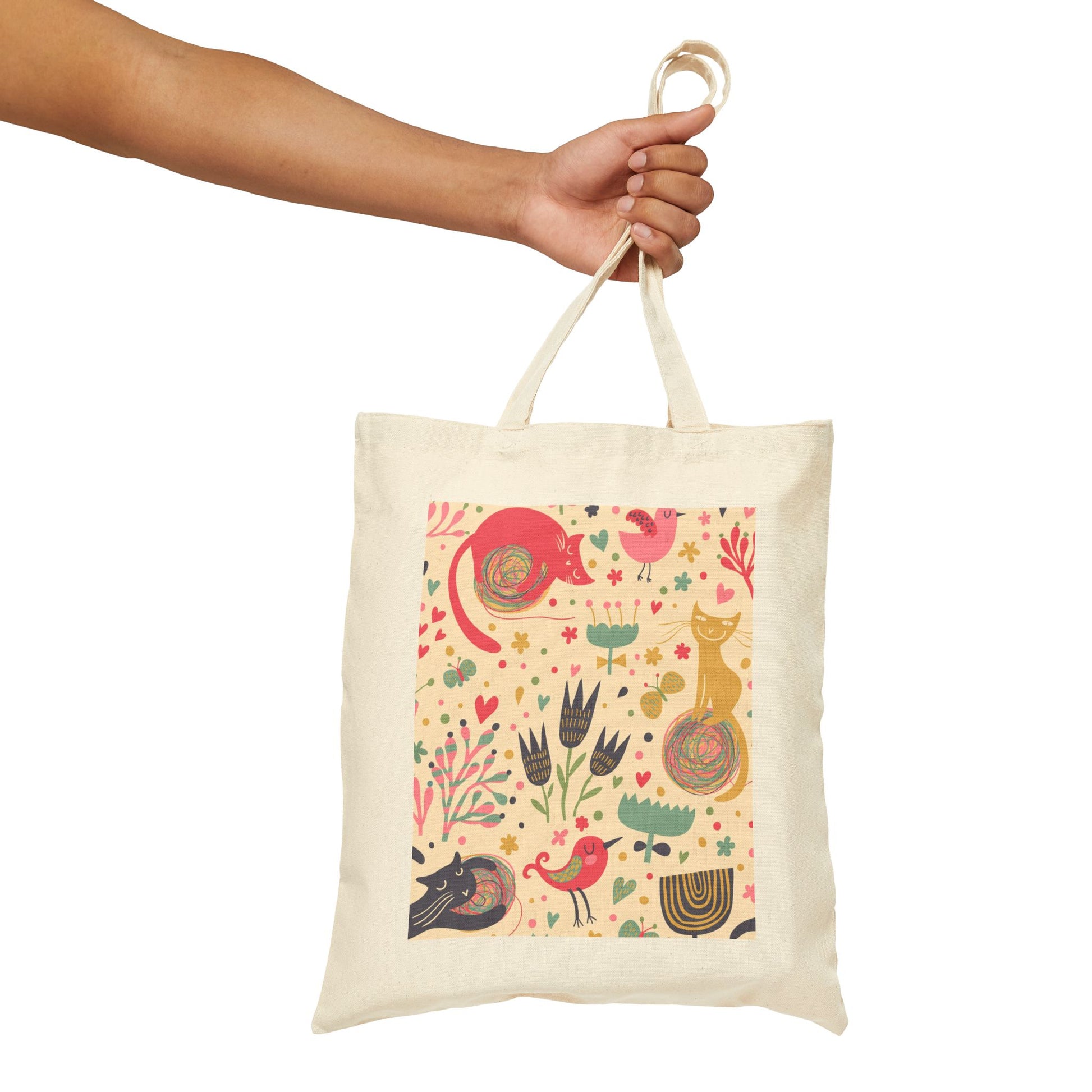 Playful Canvas Tote Bag - Eco-Friendly Animal Design - Stellar Threadz Studio