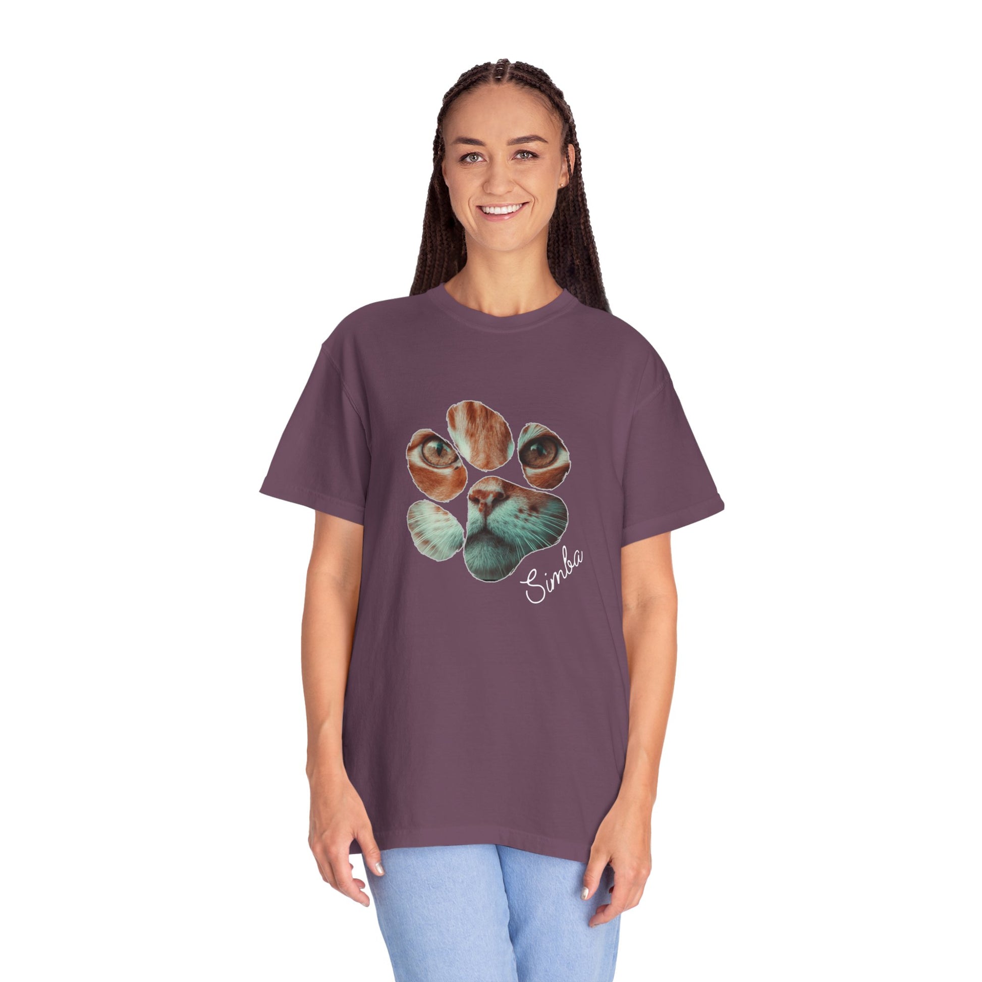 Simba Cat Themed Unisex T-shirt, Garment-Dyed, Pet Lover Gift, Cat Mom Tee, Birthday Shirt, Animal Lover Apparel - Stellar Threadz Studio