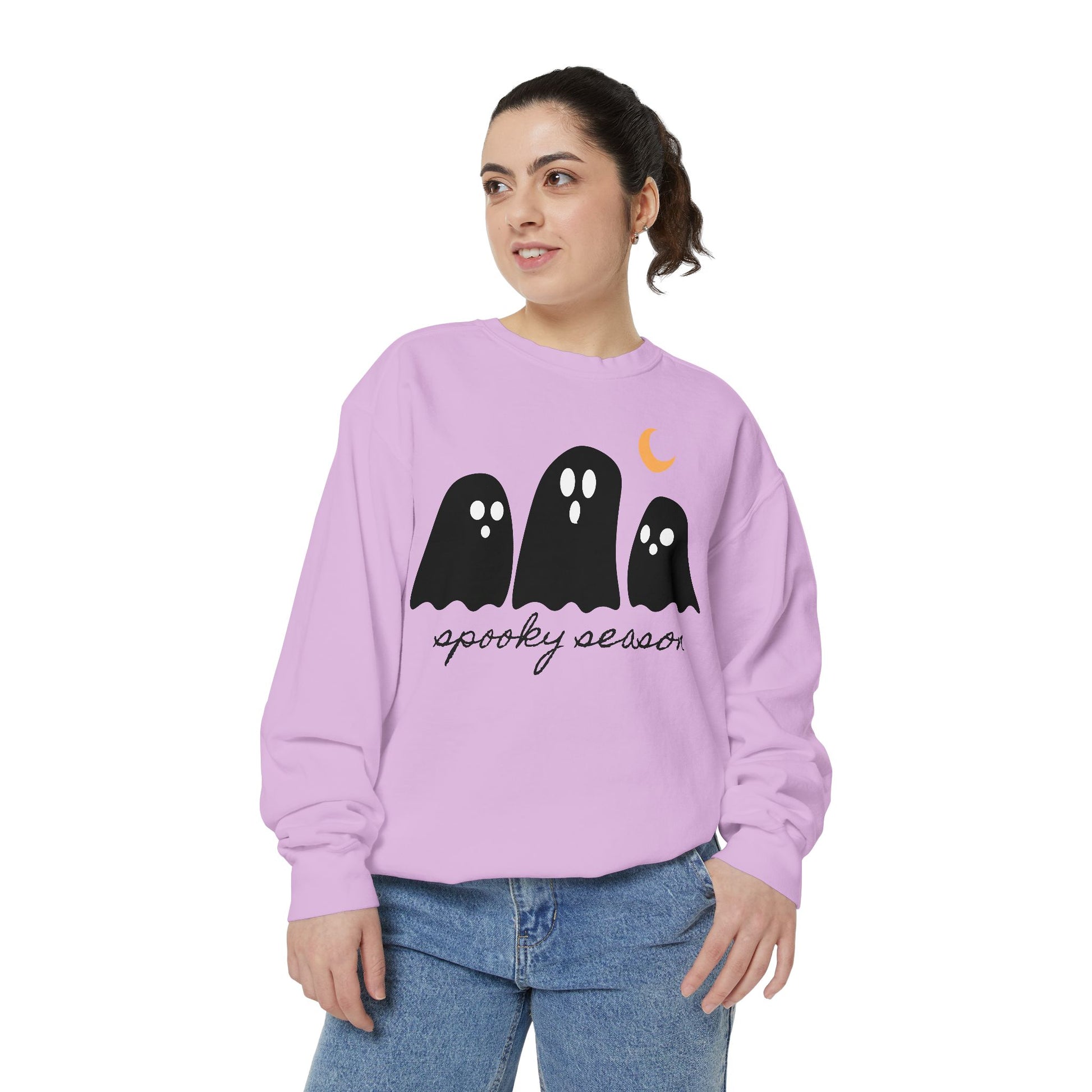 Spooky Season Sweatshirt - Comfort Colors Fall Apparel, Halloween Gift, Casual Layer, Unisex Decor, Ghost Theme, Comfort Colors - Stellar Threadz Studio