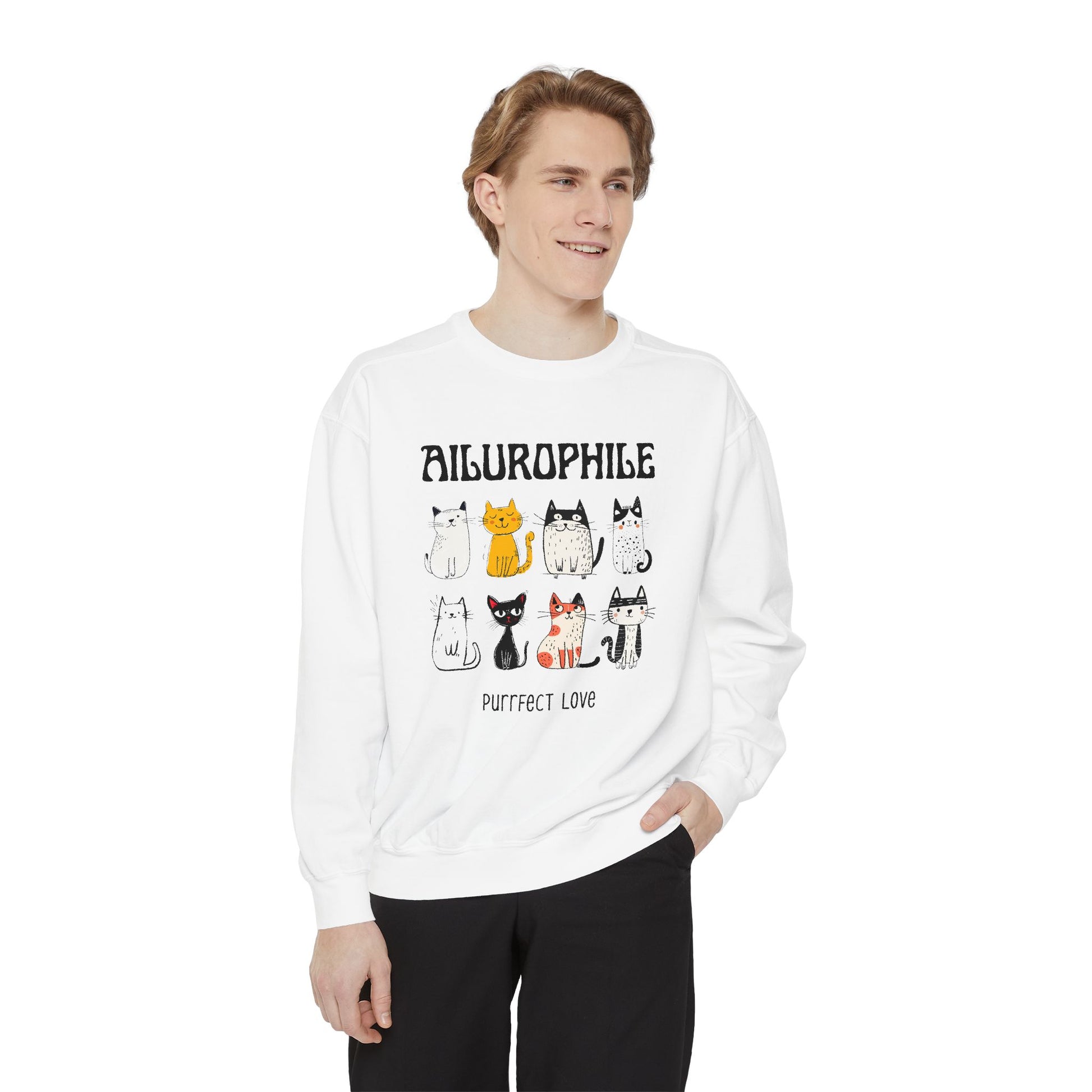 Ailurophile Comfort Colors Sweatshirt - Cozy Cat Sweatshirt, Cat Lover Gift, Unisex. - Stellar Threadz Studio
