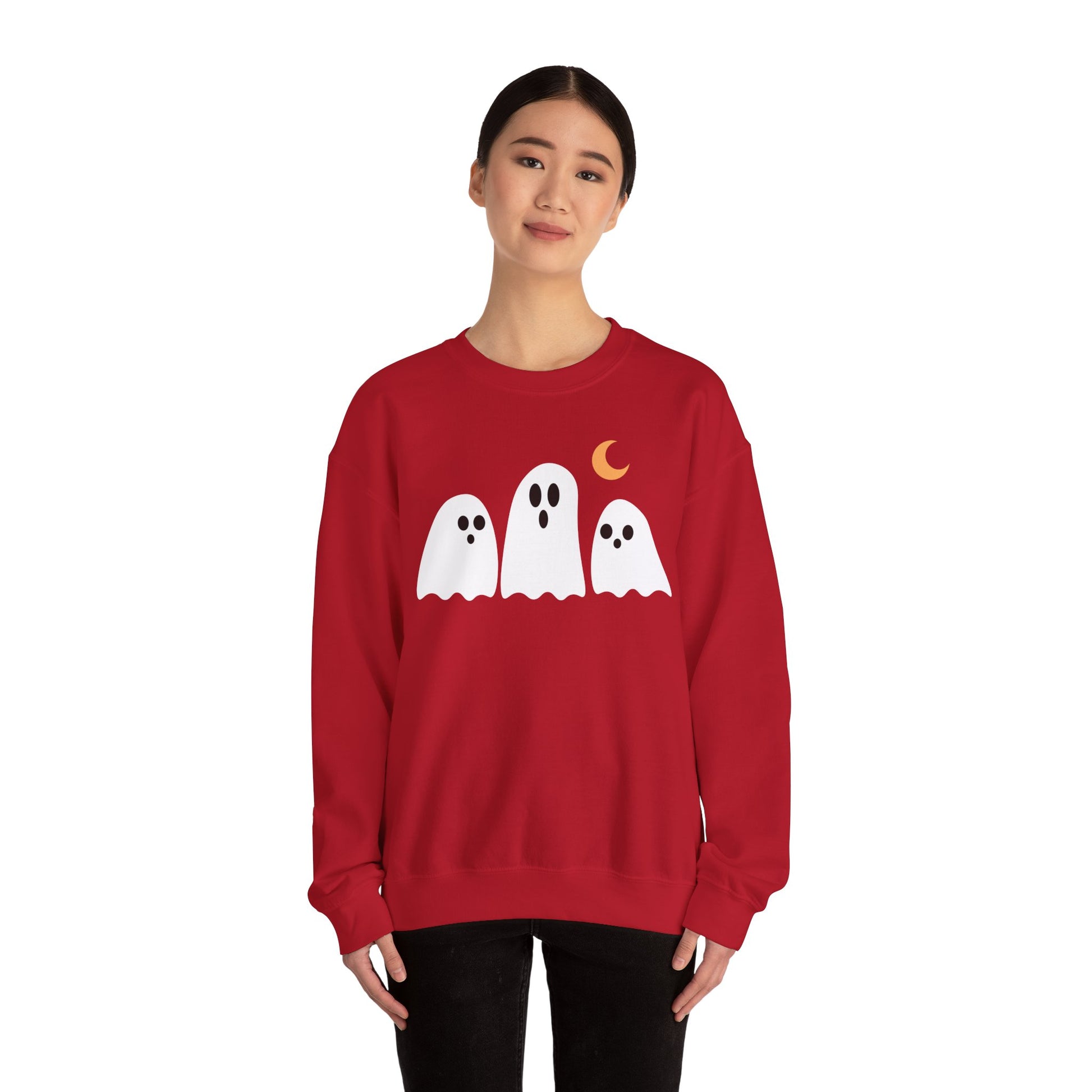 Spooky Ghosts Crewneck Sweatshirt, Cute Halloween Unisex Pullover - Stellar Threadz Studio