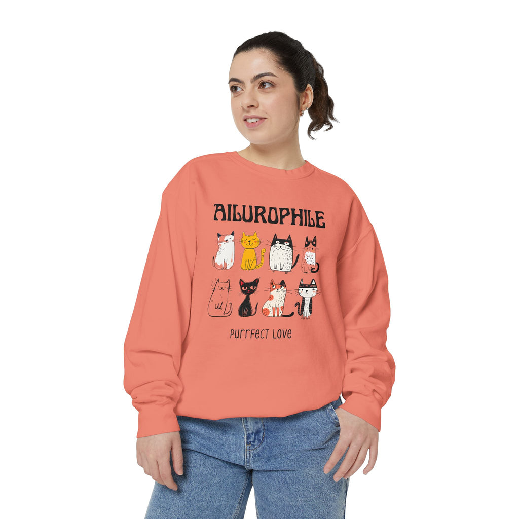 Ailurophile Comfort Colors Sweatshirt - Cozy Cat Sweatshirt, Cat Lover Gift, Unisex. - Stellar Threadz Studio