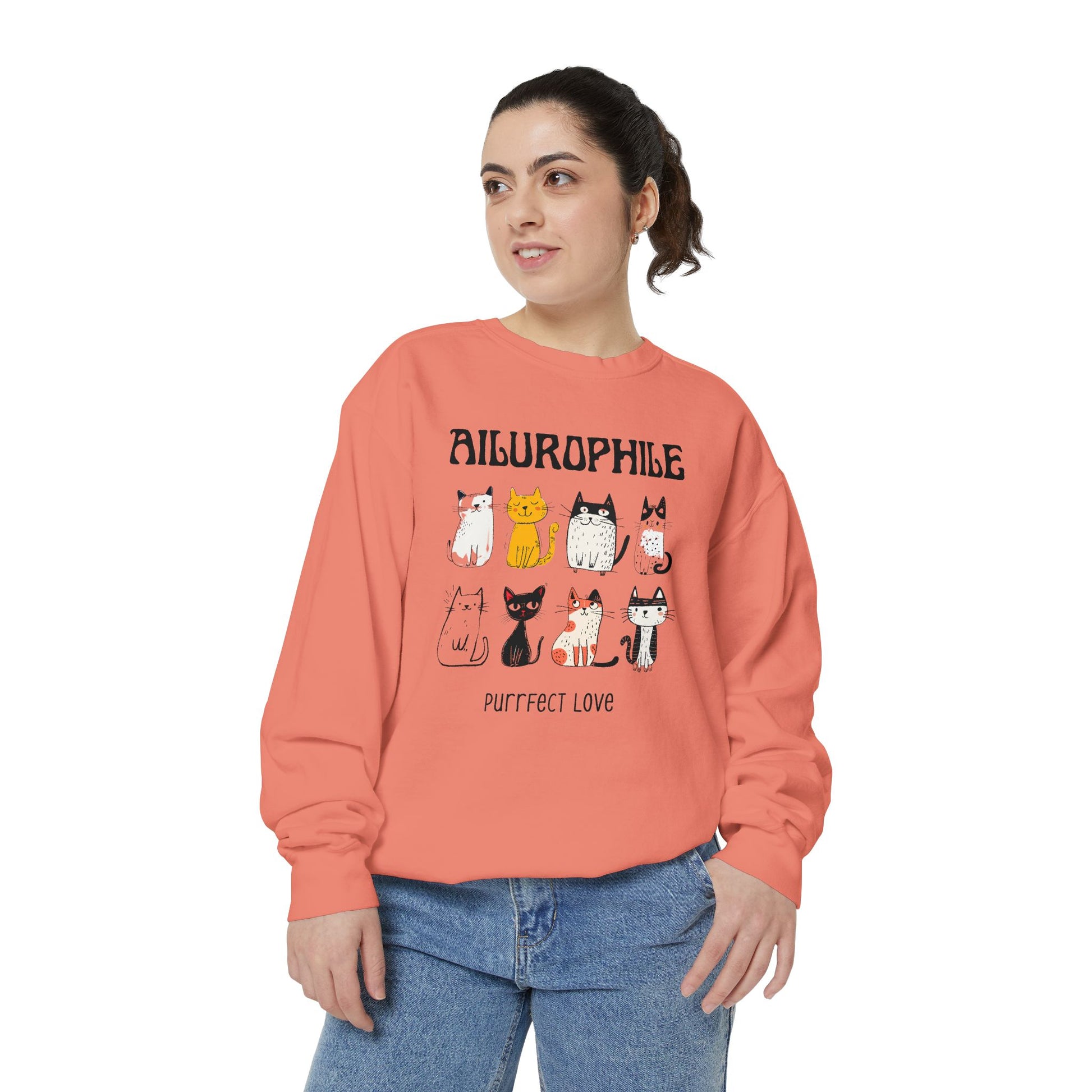 Ailurophile Comfort Colors Sweatshirt - Cozy Cat Sweatshirt, Cat Lover Gift, Unisex. - Stellar Threadz Studio