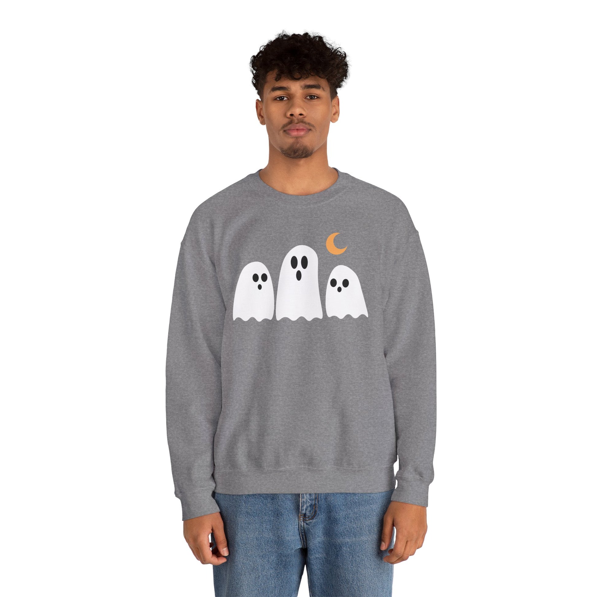 Spooky Ghosts Crewneck Sweatshirt, Cute Halloween Unisex Pullover - Stellar Threadz Studio