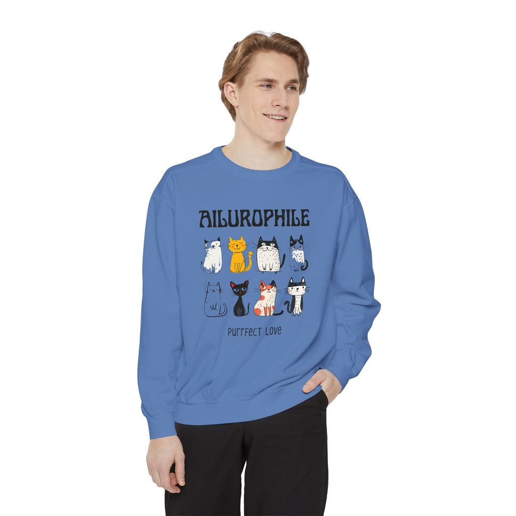 Ailurophile Comfort Colors Sweatshirt - Cozy Cat Sweatshirt, Cat Lover Gift, Unisex. - Stellar Threadz Studio
