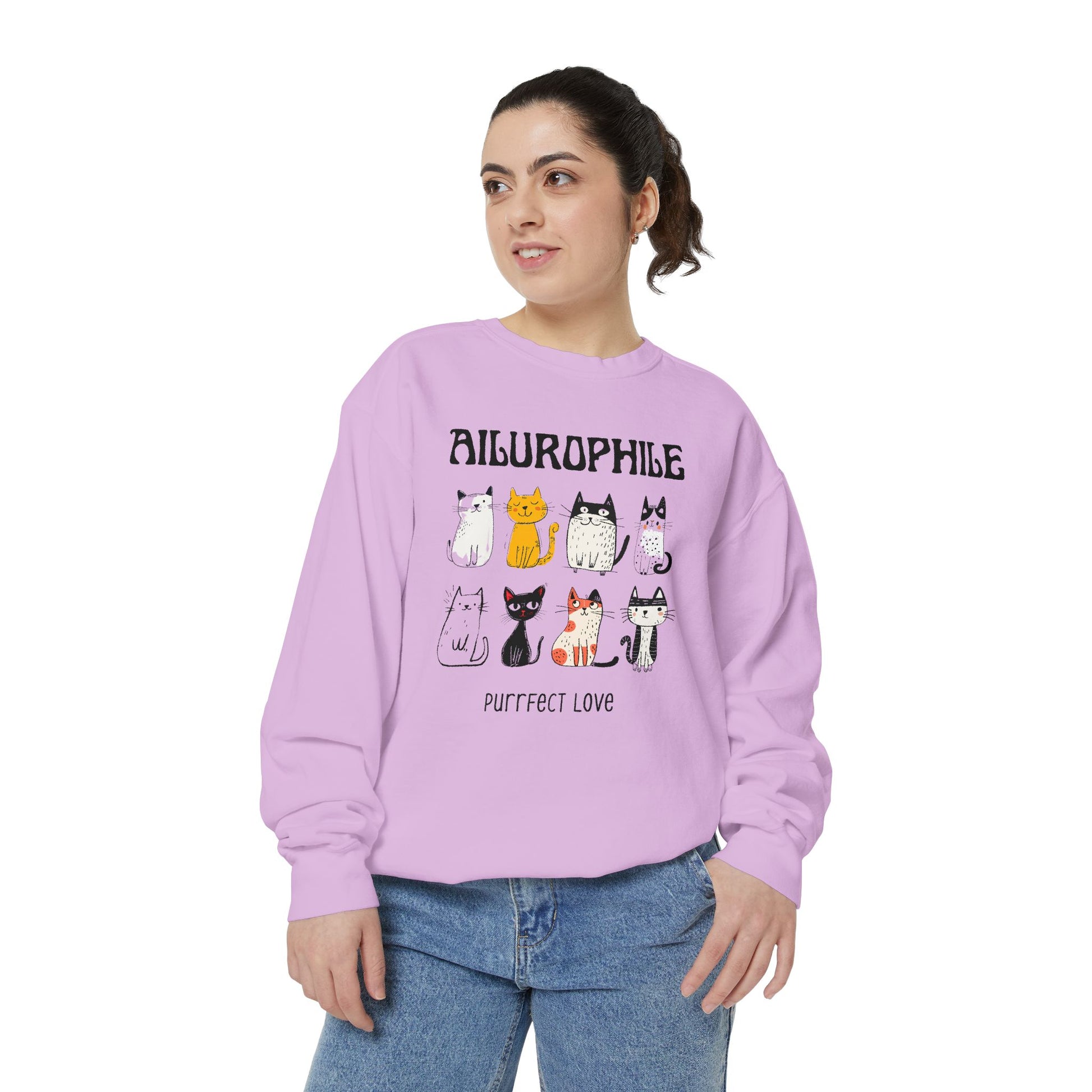 Ailurophile Comfort Colors Sweatshirt - Cozy Cat Sweatshirt, Cat Lover Gift, Unisex. - Stellar Threadz Studio