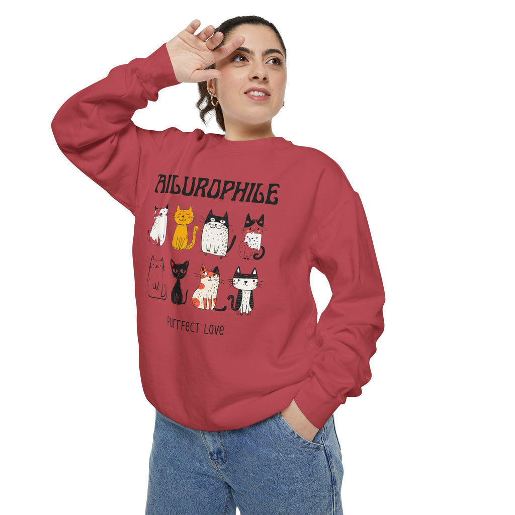 Ailurophile Comfort Colors Sweatshirt - Cozy Cat Sweatshirt, Cat Lover Gift, Unisex. - Stellar Threadz Studio