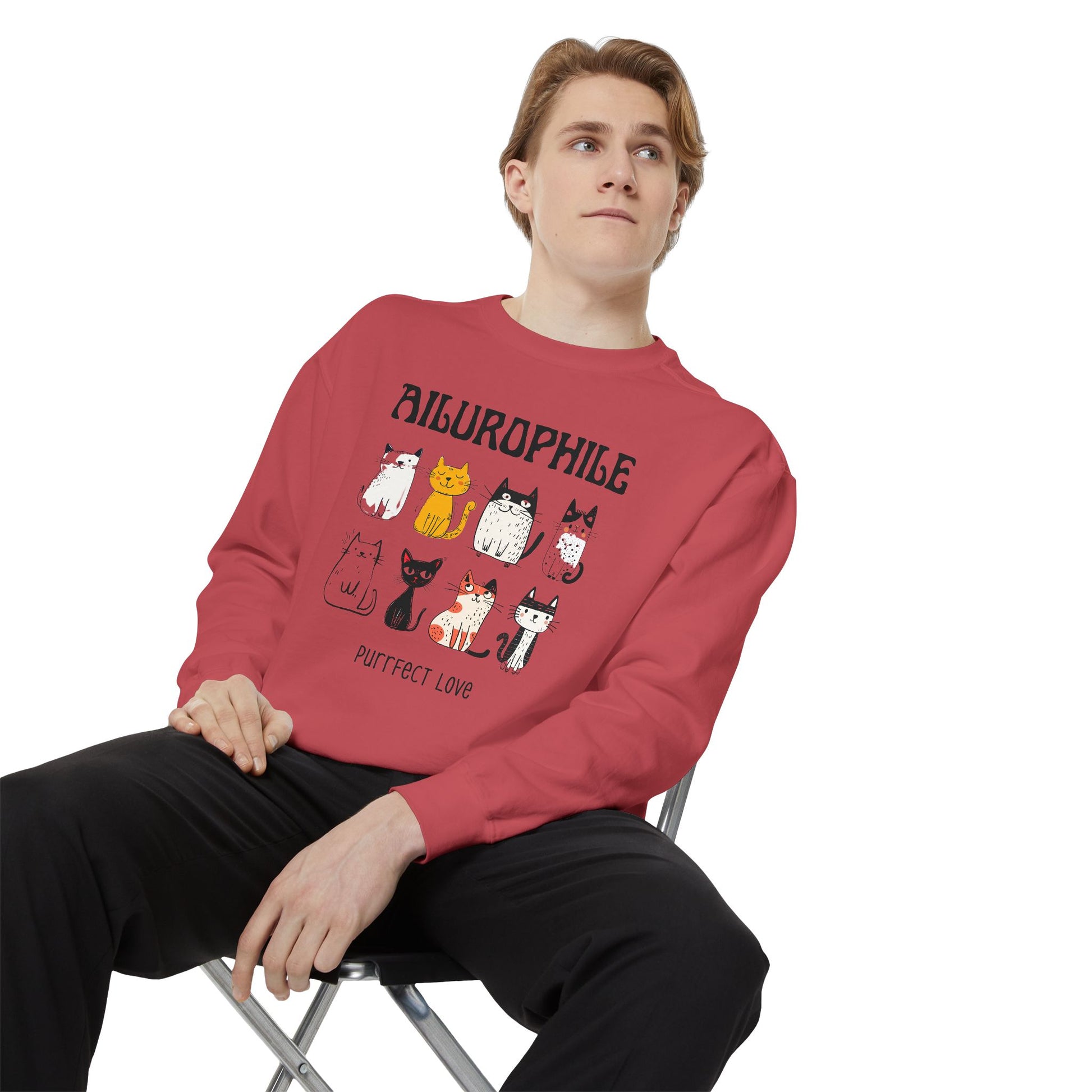 Ailurophile Comfort Colors Sweatshirt - Cozy Cat Sweatshirt, Cat Lover Gift, Unisex. - Stellar Threadz Studio