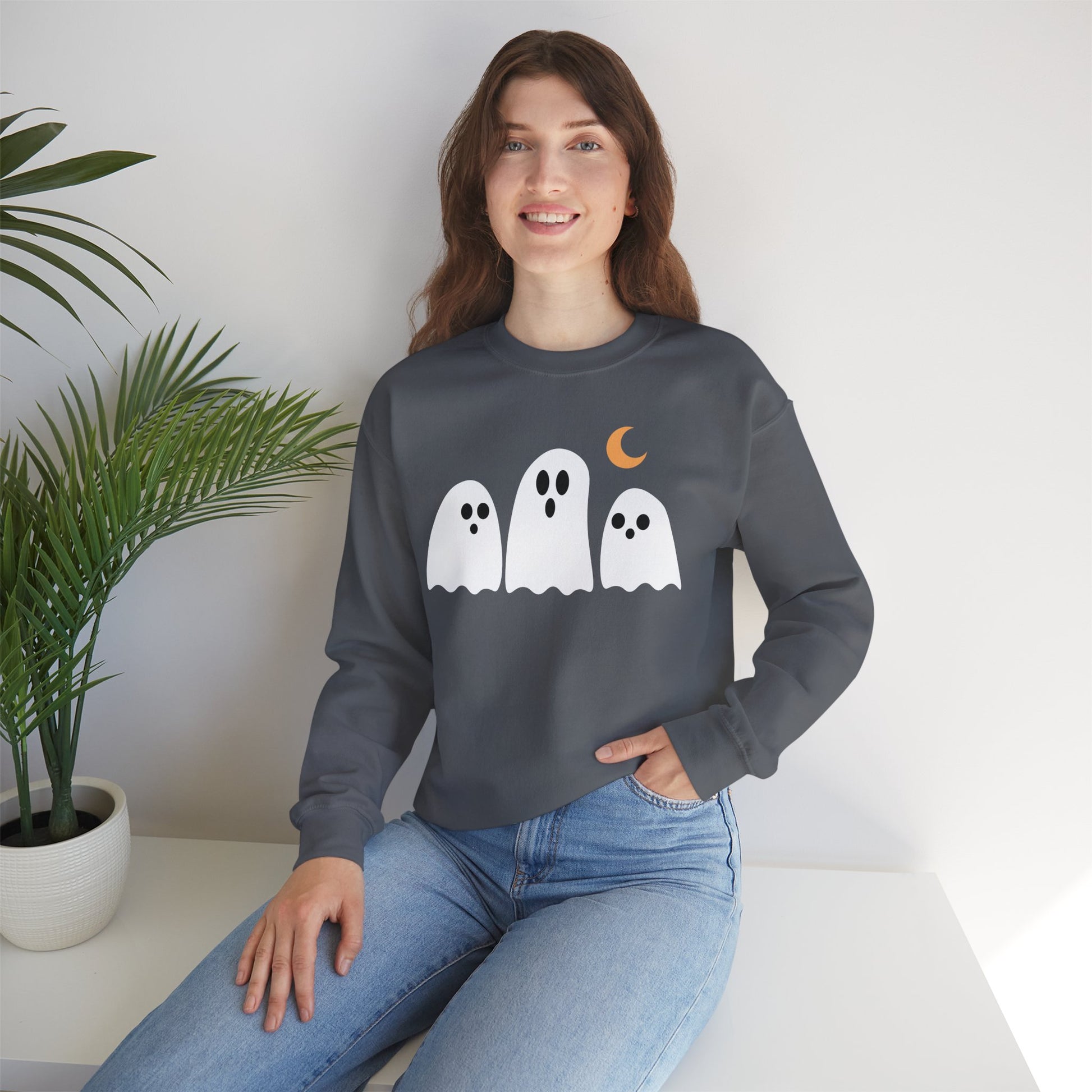 Spooky Ghosts Crewneck Sweatshirt, Cute Halloween Unisex Pullover - Stellar Threadz Studio