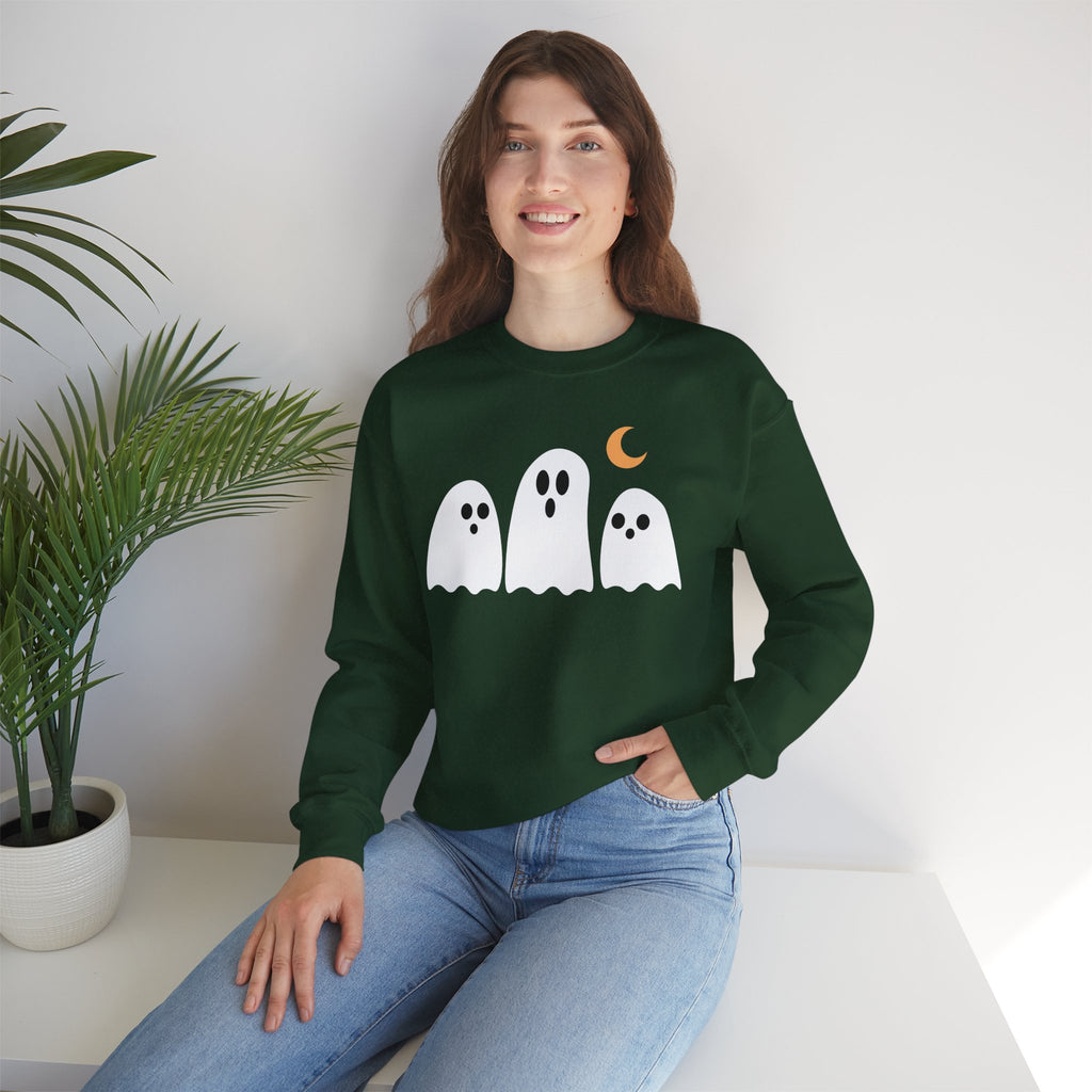Spooky Ghosts Crewneck Sweatshirt, Cute Halloween Unisex Pullover - Stellar Threadz Studio