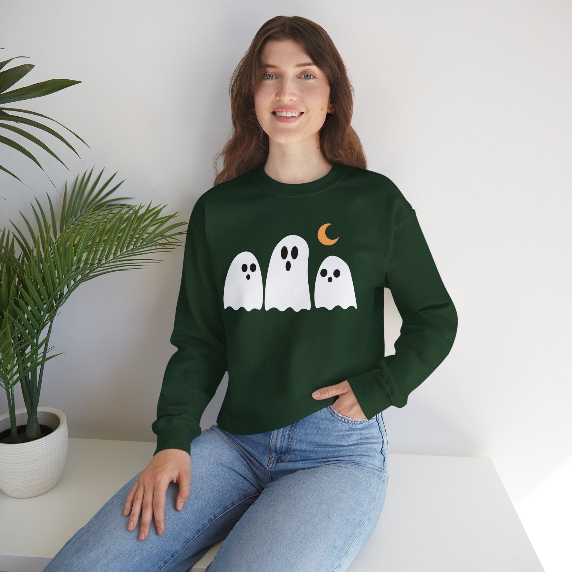 Spooky Ghosts Crewneck Sweatshirt, Cute Halloween Unisex Pullover - Stellar Threadz Studio