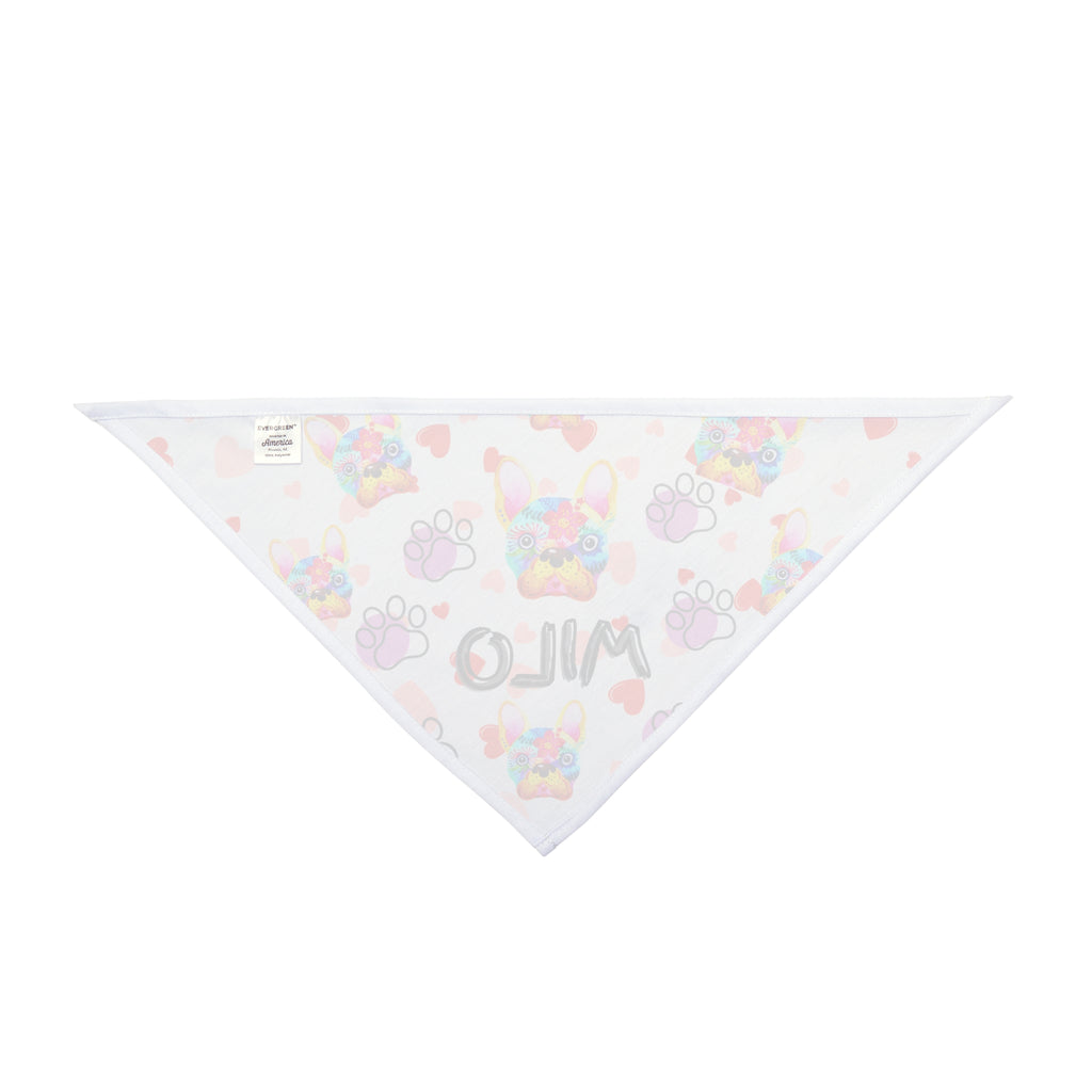 Custom Pet Bandana - Colorful Heart Pattern Dog Scarf with Personalization - Stellar Threadz Studio