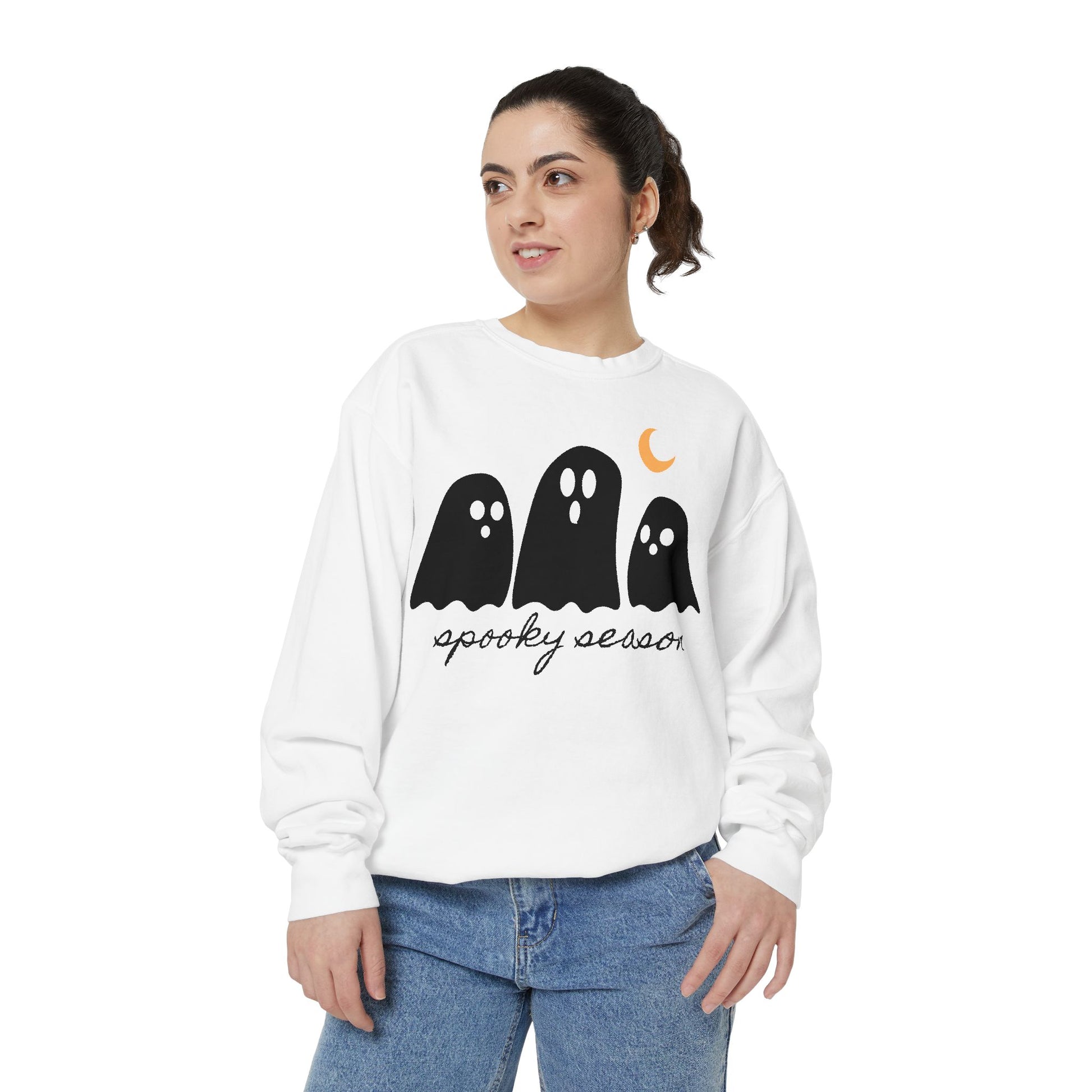 Spooky Season Sweatshirt - Comfort Colors Fall Apparel, Halloween Gift, Casual Layer, Unisex Decor, Ghost Theme, Comfort Colors - Stellar Threadz Studio