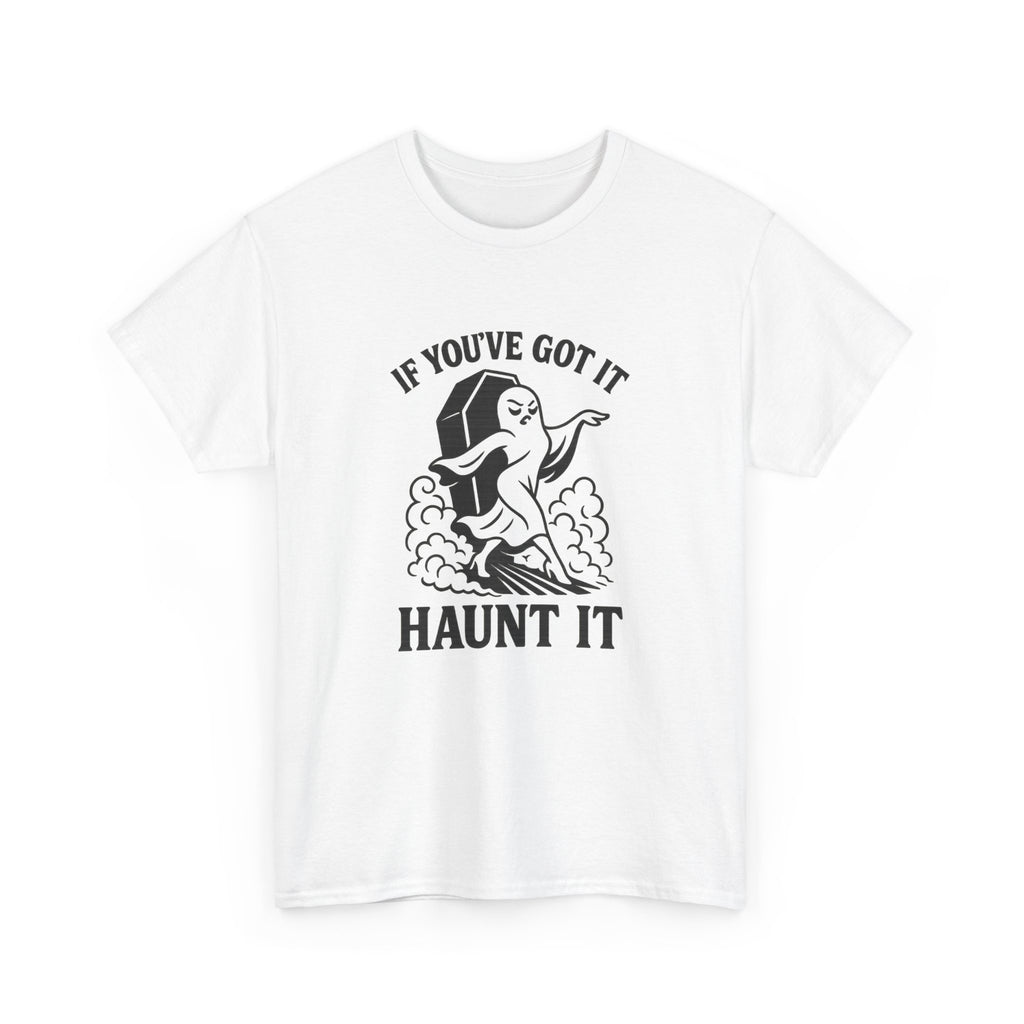 Unisex Haunt It Tee, Funny Ghost T-Shirt, Halloween Apparel, Casual Wear, Gift for Spooky Season, Unisex Cotton Shirt - Stellar Threadz Studio
