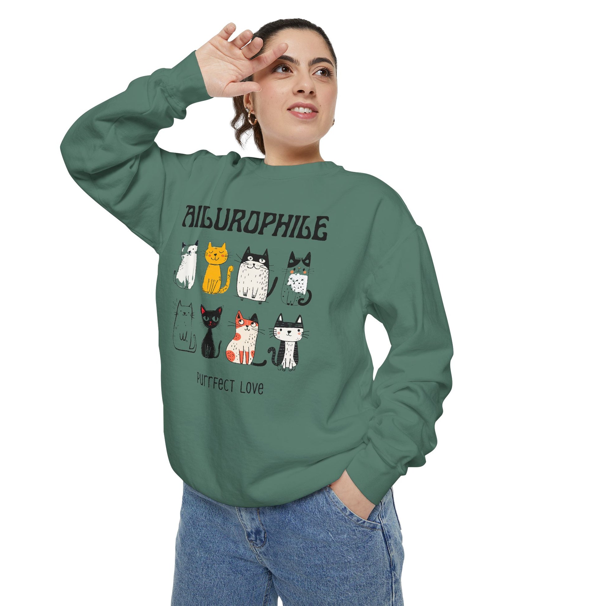 Ailurophile Comfort Colors Sweatshirt - Cozy Cat Sweatshirt, Cat Lover Gift, Unisex. - Stellar Threadz Studio