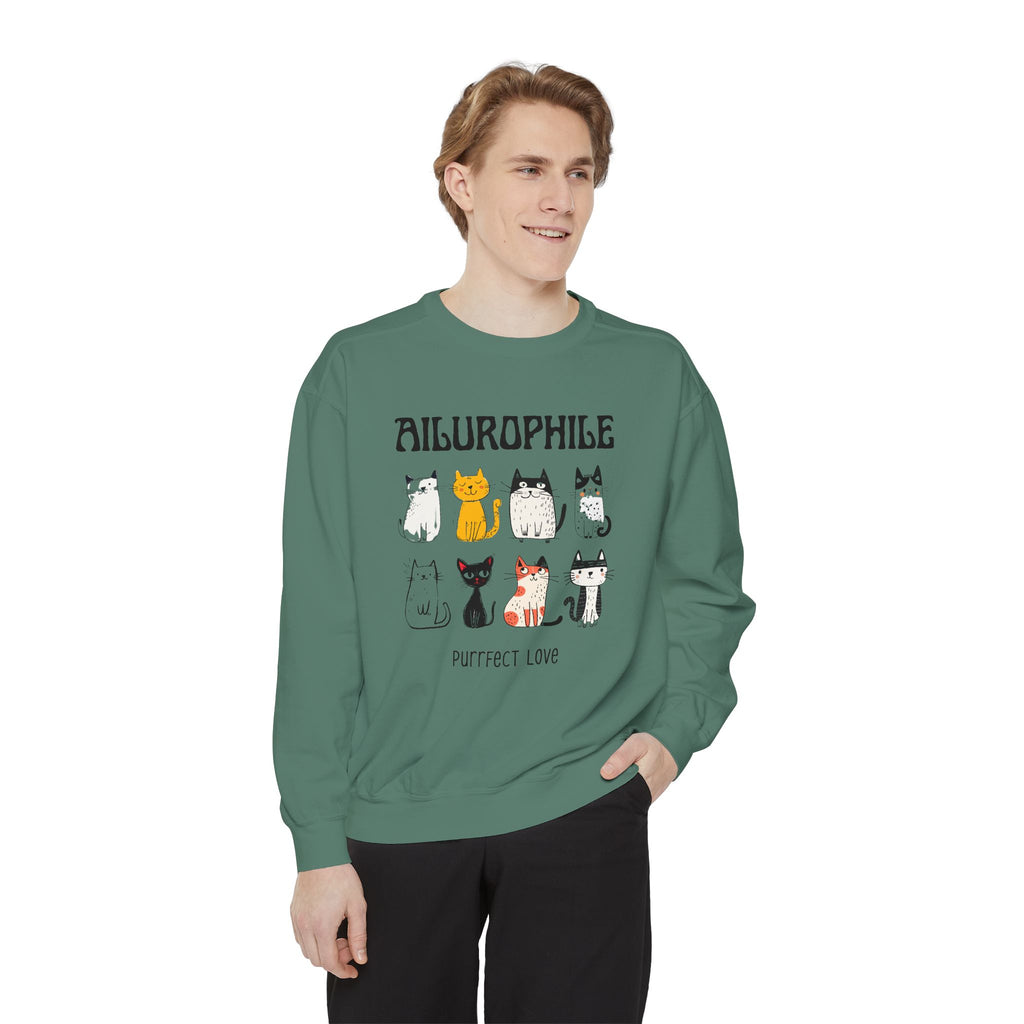 Ailurophile Comfort Colors Sweatshirt - Cozy Cat Sweatshirt, Cat Lover Gift, Unisex. - Stellar Threadz Studio