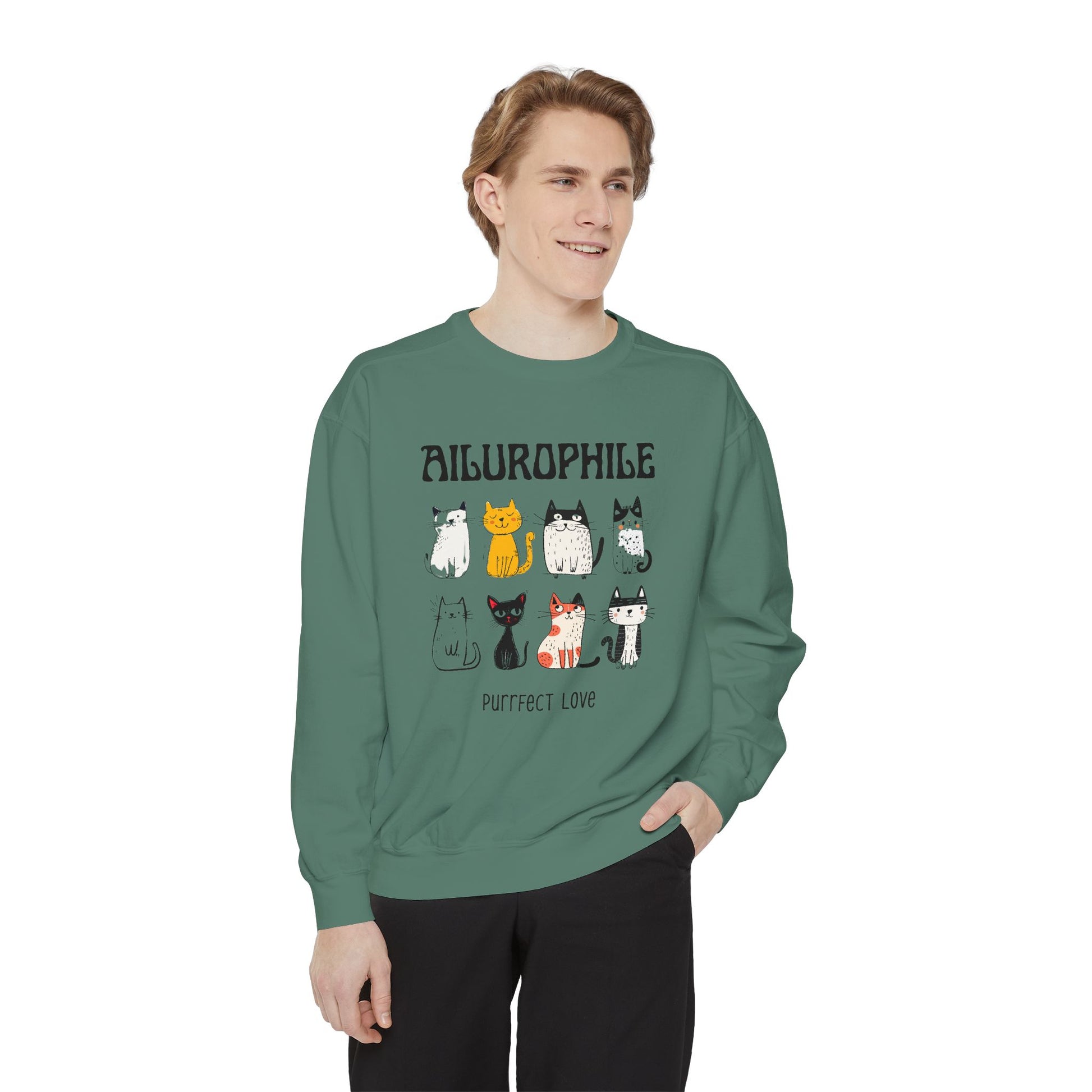 Ailurophile Comfort Colors Sweatshirt - Cozy Cat Sweatshirt, Cat Lover Gift, Unisex. - Stellar Threadz Studio