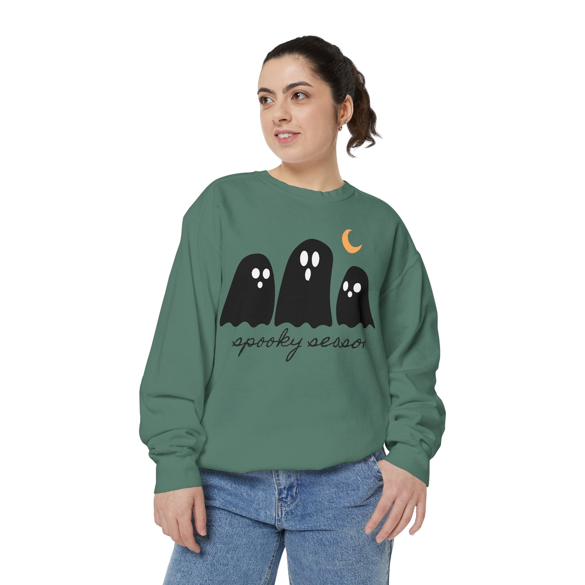 Spooky Season Sweatshirt - Comfort Colors Fall Apparel, Halloween Gift, Casual Layer, Unisex Decor, Ghost Theme, Comfort Colors - Stellar Threadz Studio