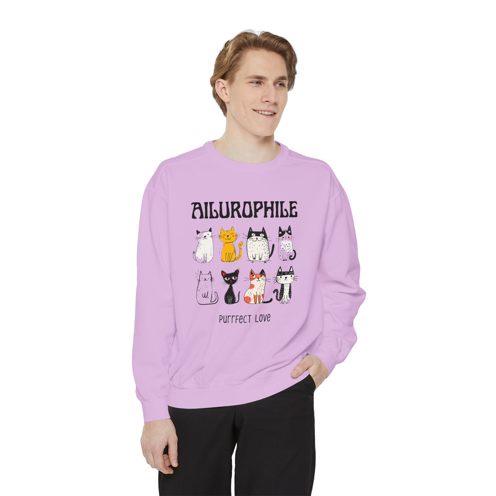 Ailurophile Comfort Colors Sweatshirt - Cozy Cat Sweatshirt, Cat Lover Gift, Unisex. - Stellar Threadz Studio