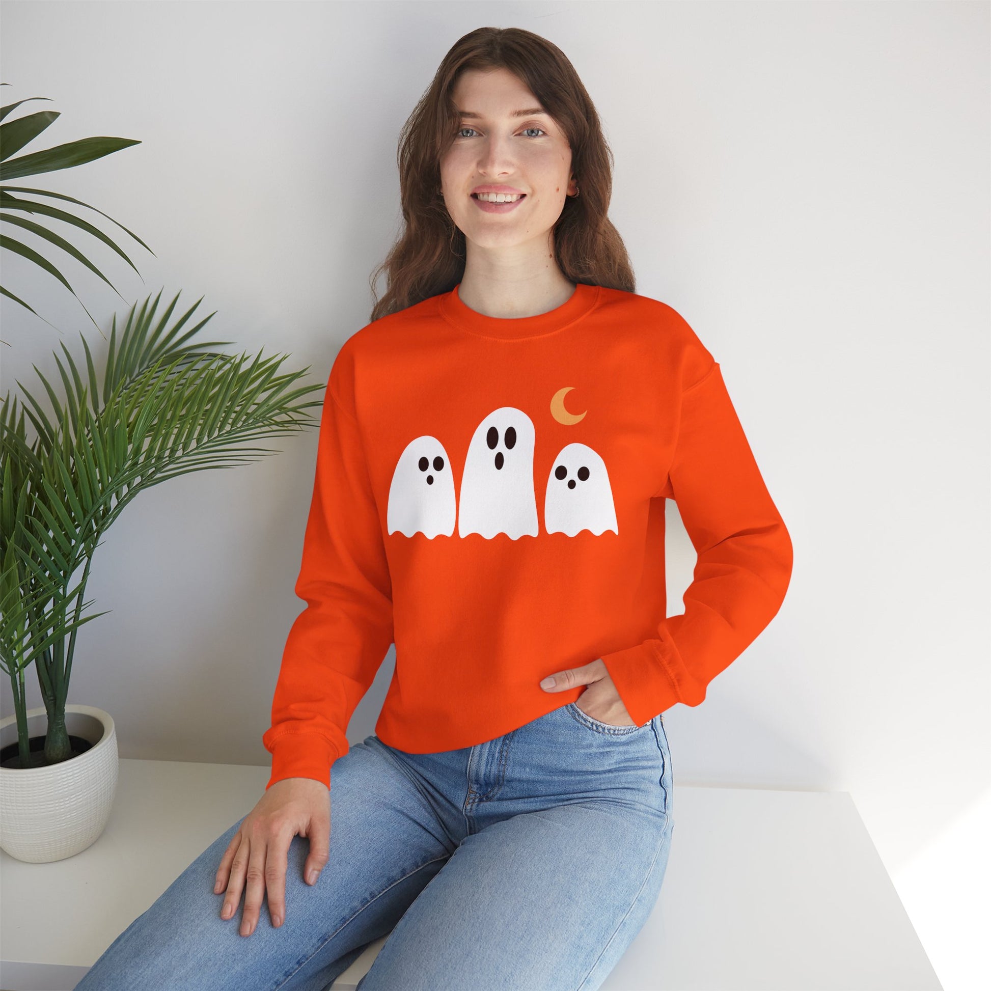 Spooky Ghosts Crewneck Sweatshirt, Cute Halloween Unisex Pullover - Stellar Threadz Studio