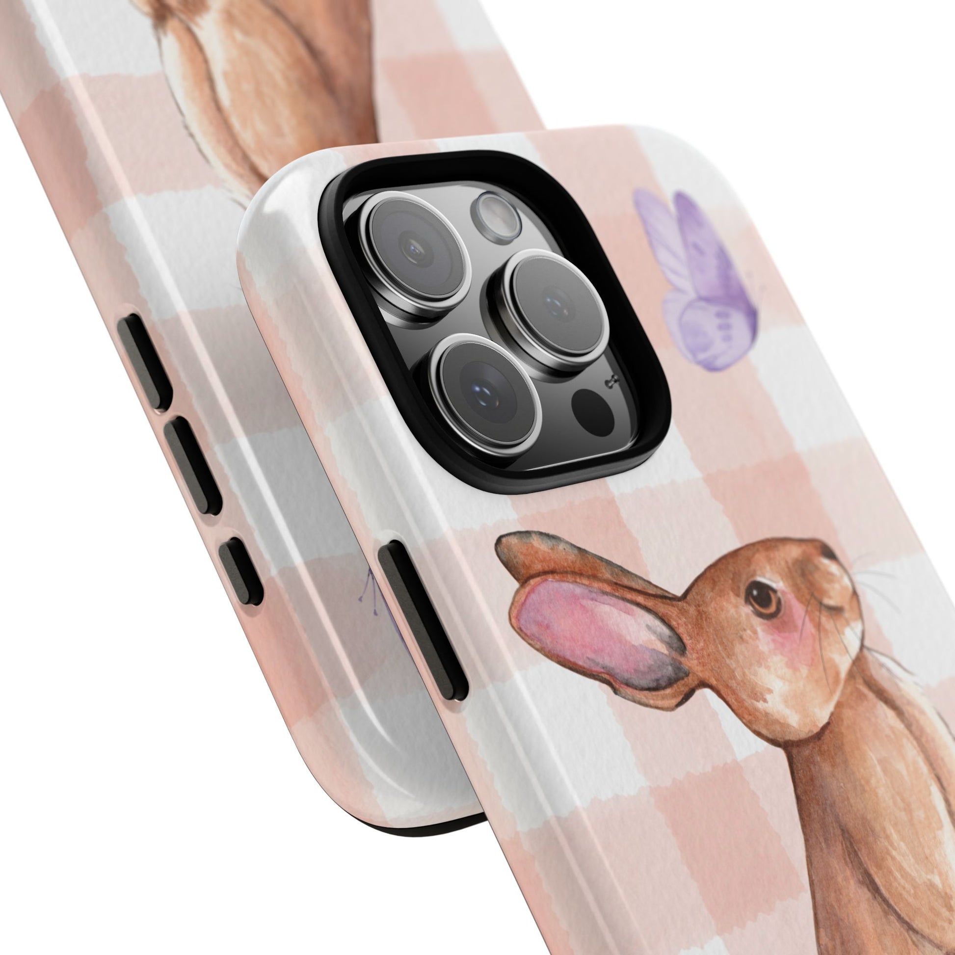 Cute Bunny Rabbit Phone Case, Tough Cases, Bunny Artwork, Springtime Gift, Floral Design, Phone Accessories, Nature Lover's Style - Stellar Threadz Studio