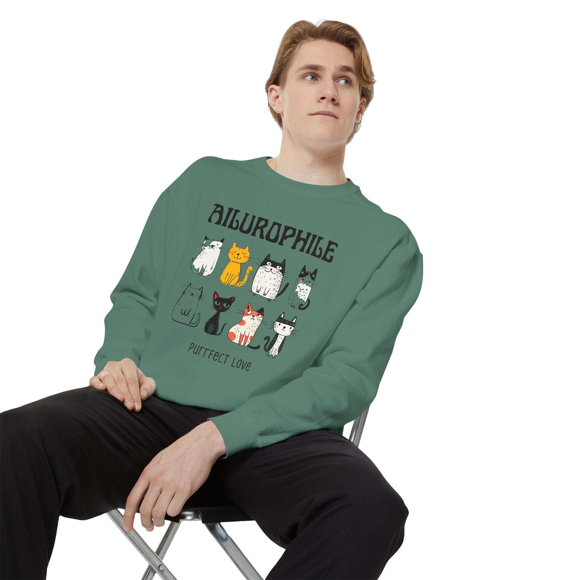 Ailurophile Comfort Colors Sweatshirt - Cozy Cat Sweatshirt, Cat Lover Gift, Unisex. - Stellar Threadz Studio