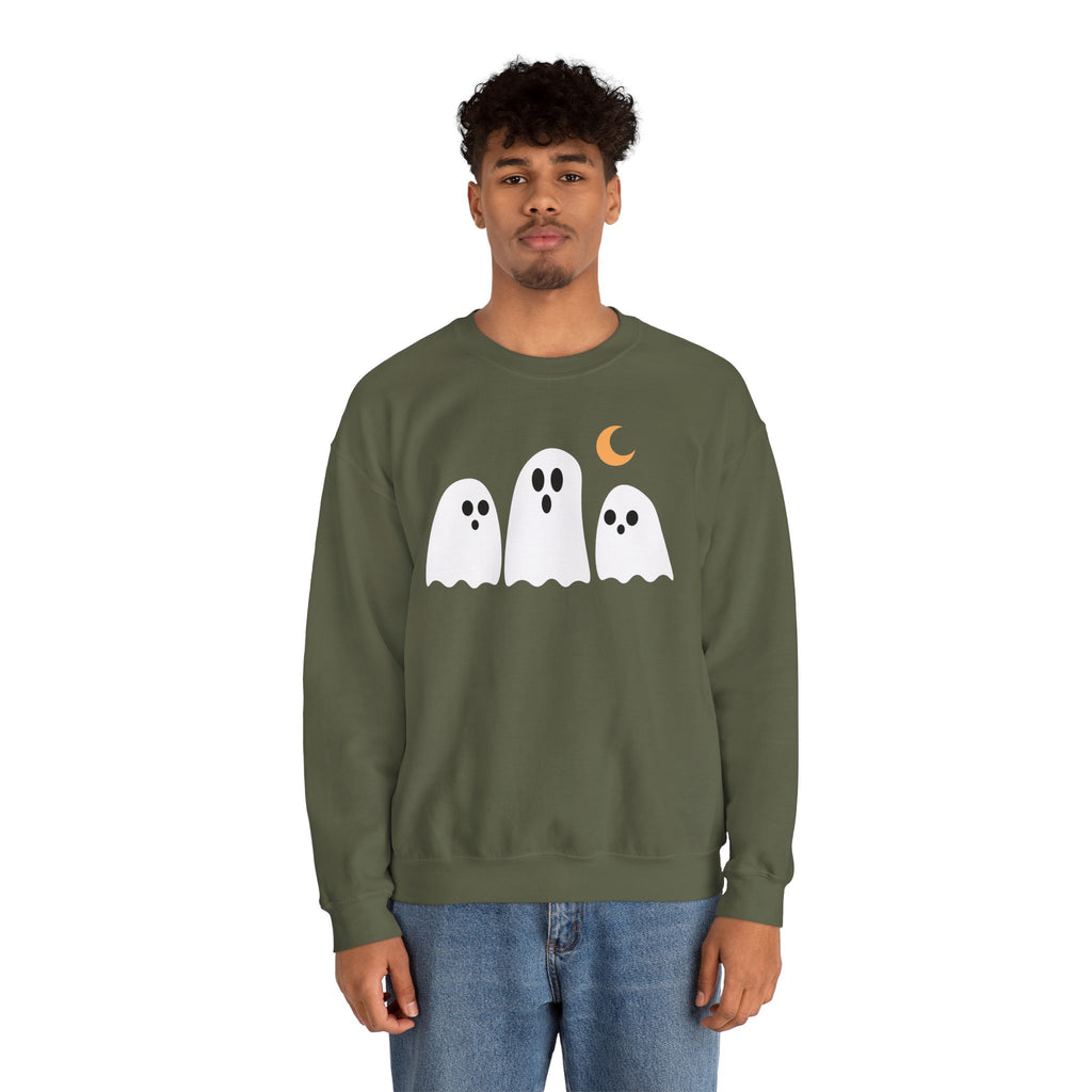 Spooky Ghosts Crewneck Sweatshirt, Cute Halloween Unisex Pullover - Stellar Threadz Studio