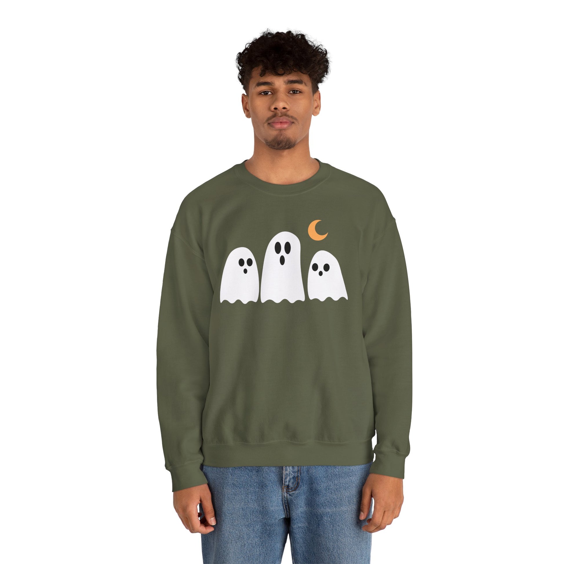 Spooky Ghosts Crewneck Sweatshirt, Cute Halloween Unisex Pullover - Stellar Threadz Studio