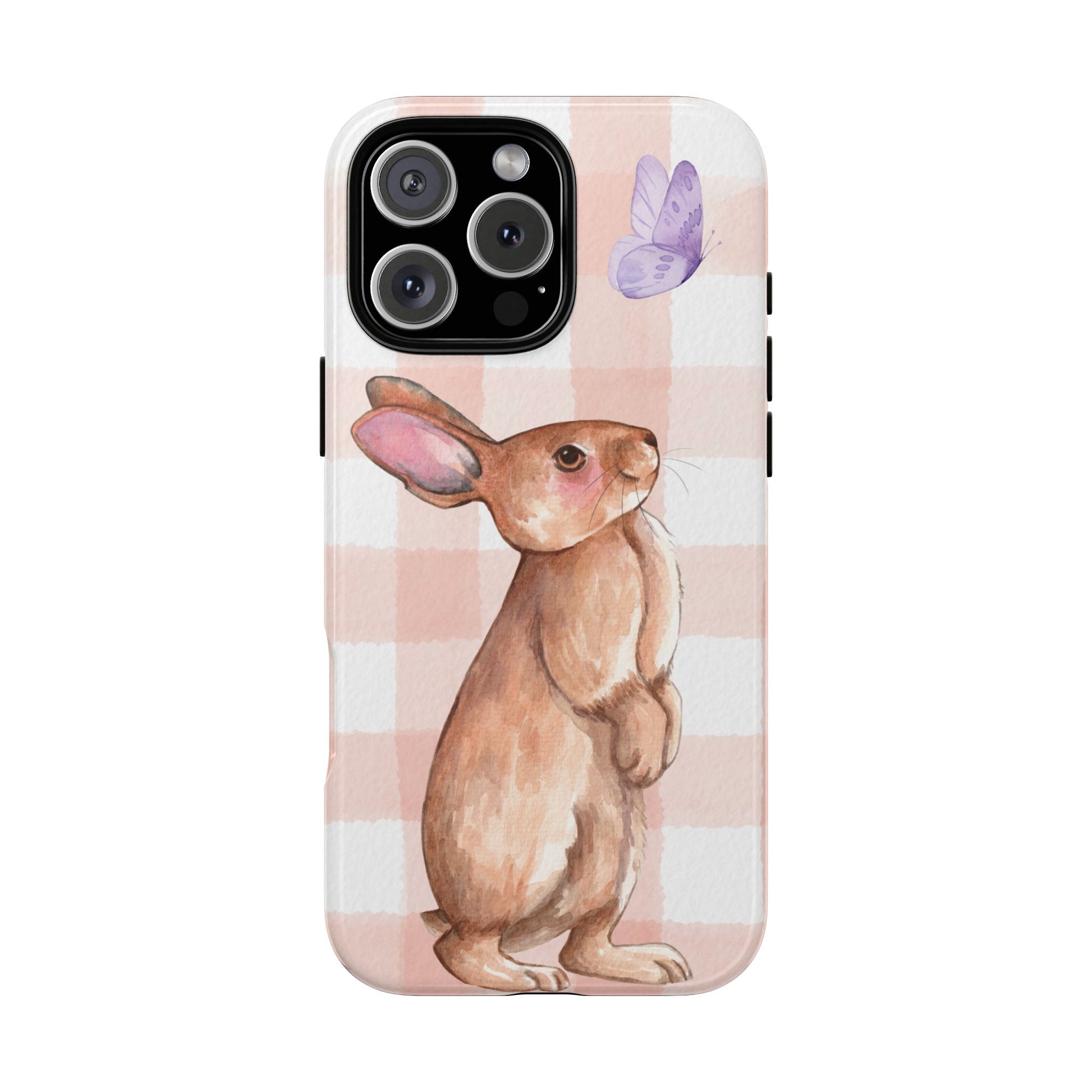 Cute Bunny Rabbit Phone Case, Tough Cases, Bunny Artwork, Springtime Gift, Floral Design, Phone Accessories, Nature Lover's Style - Stellar Threadz Studio