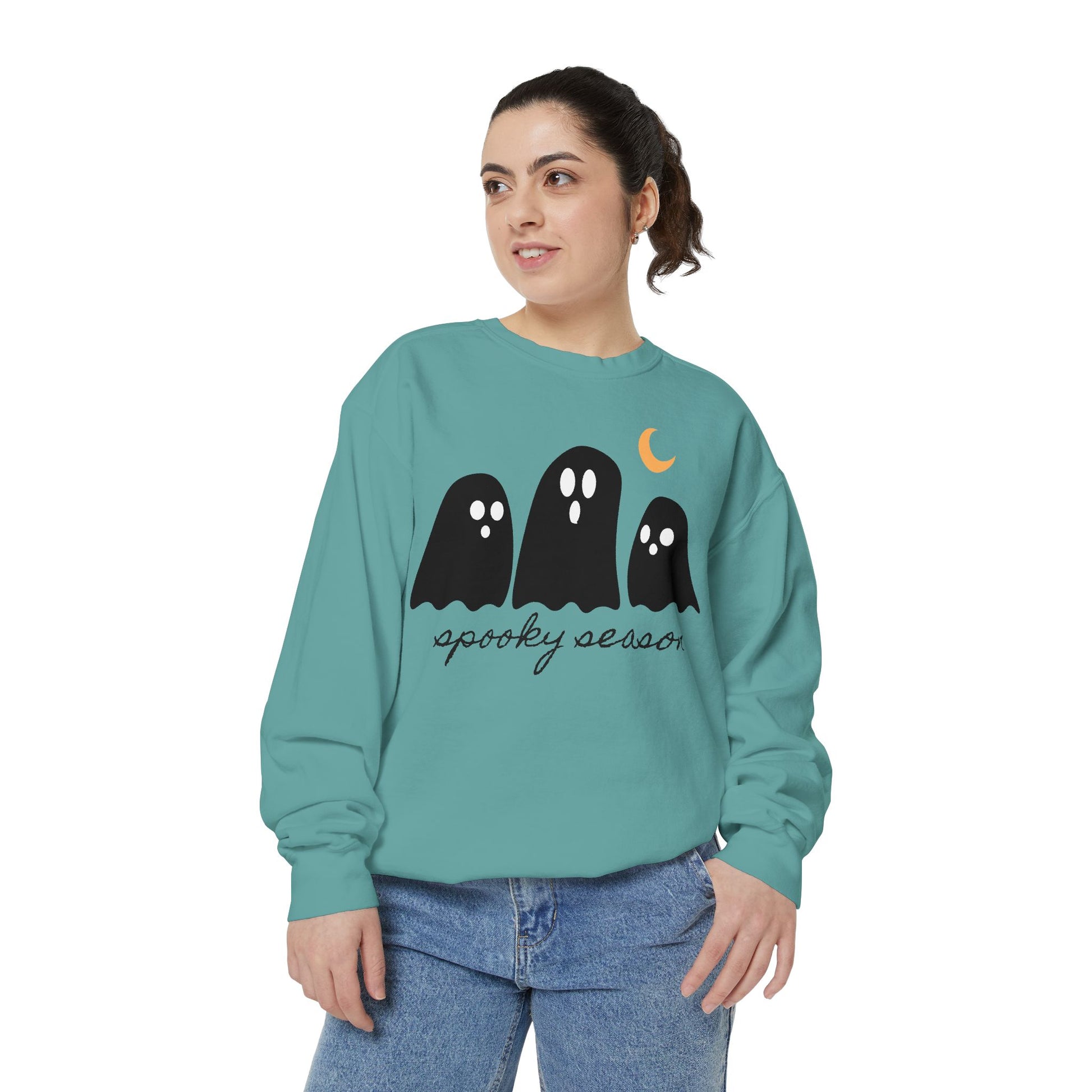 Spooky Season Sweatshirt - Comfort Colors Fall Apparel, Halloween Gift, Casual Layer, Unisex Decor, Ghost Theme, Comfort Colors - Stellar Threadz Studio