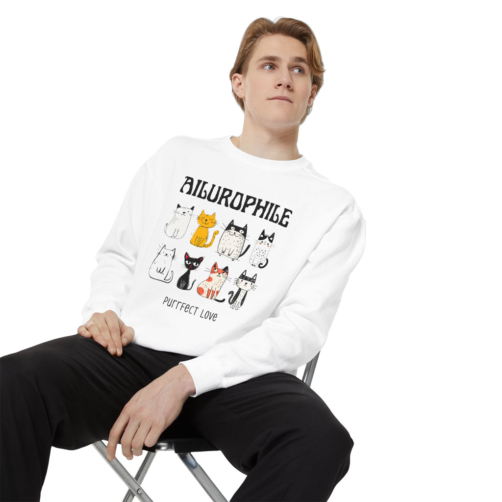 Ailurophile Comfort Colors Sweatshirt - Cozy Cat Sweatshirt, Cat Lover Gift, Unisex. - Stellar Threadz Studio