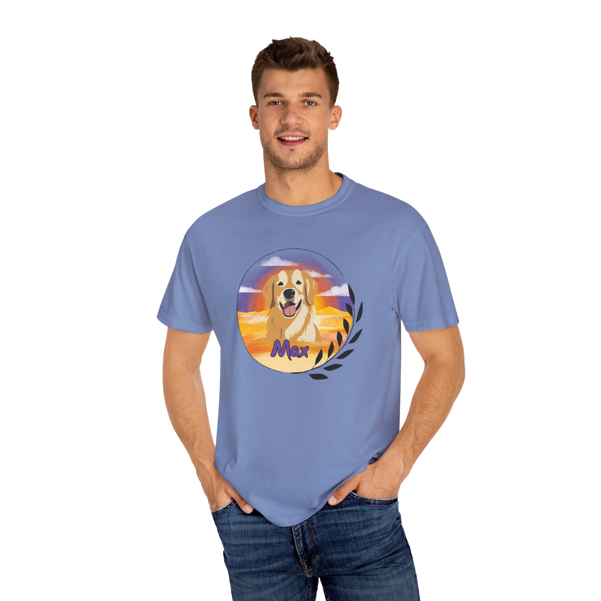 Custom Pet Portrait T-Shirt, Personalized Dog Tee, Garment Dyed Shirt, Gift for Dog Lovers, Cute Animal Apparel, Comfort Colors - Stellar Threadz Studio