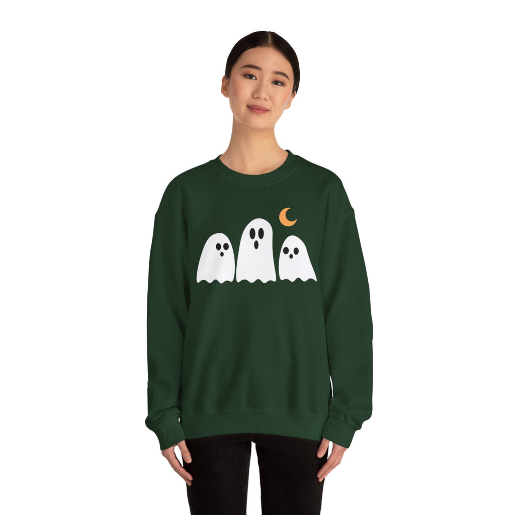 Spooky Ghosts Crewneck Sweatshirt, Cute Halloween Unisex Pullover - Stellar Threadz Studio