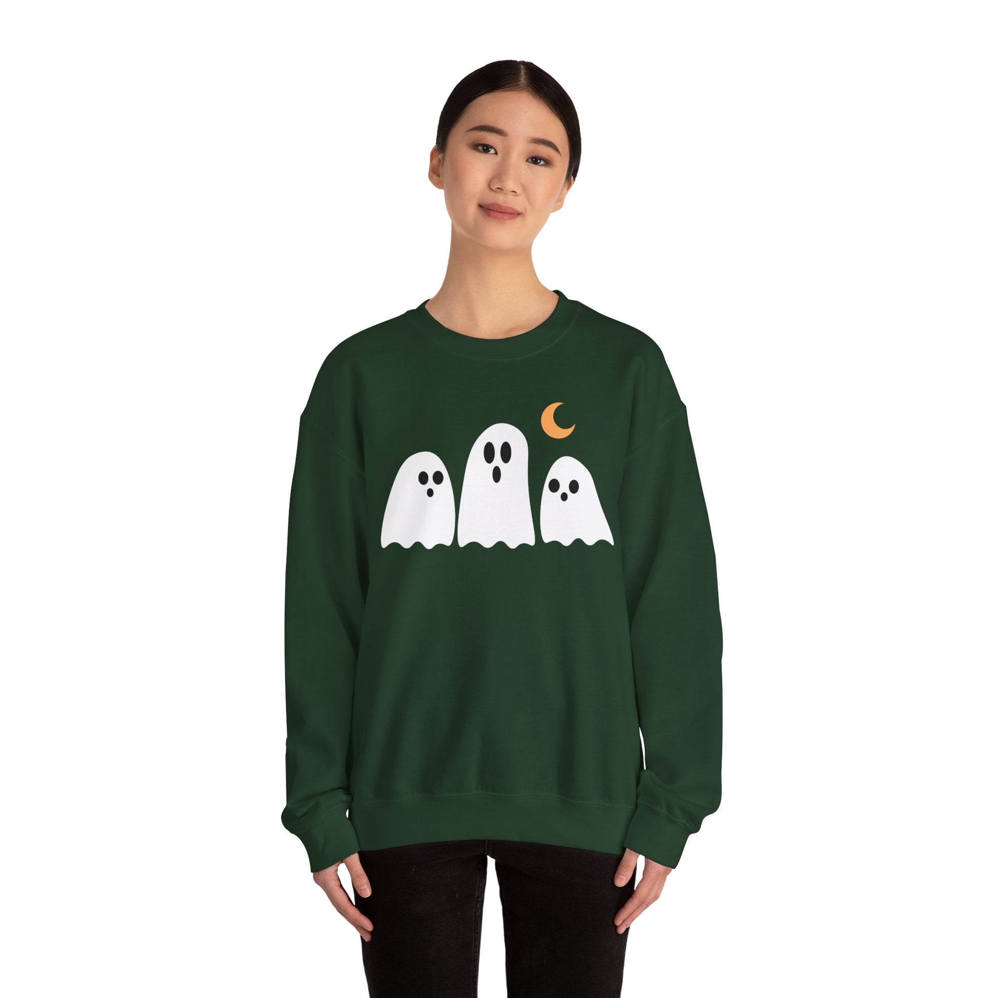 Spooky Ghosts Crewneck Sweatshirt, Cute Halloween Unisex Pullover - Stellar Threadz Studio