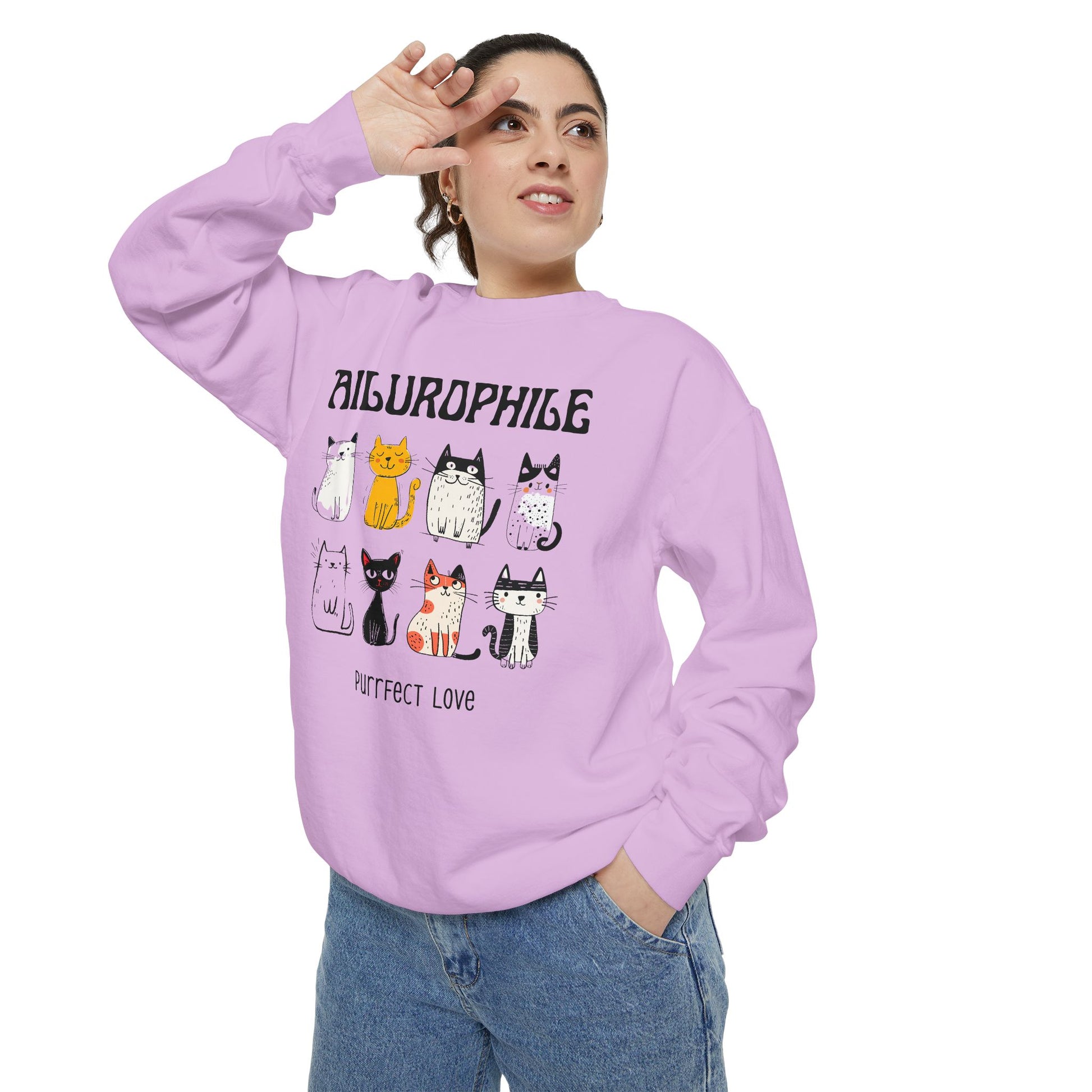 Ailurophile Comfort Colors Sweatshirt - Cozy Cat Sweatshirt, Cat Lover Gift, Unisex. - Stellar Threadz Studio