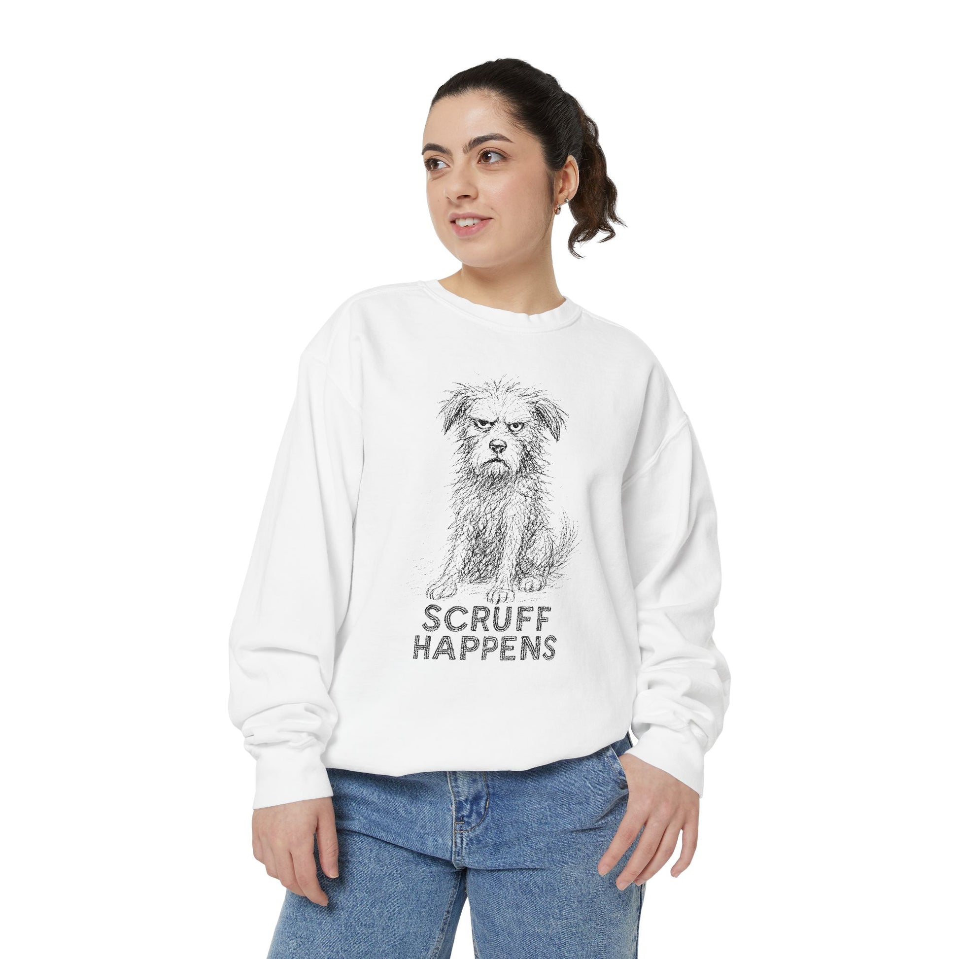 Unisex Dog Lover Sweatshirt, Cute Dog Sweatshirt, Scruff Happens Apparel, Pet Owner Gift, Cozy Casual Wear - Stellar Threadz Studio