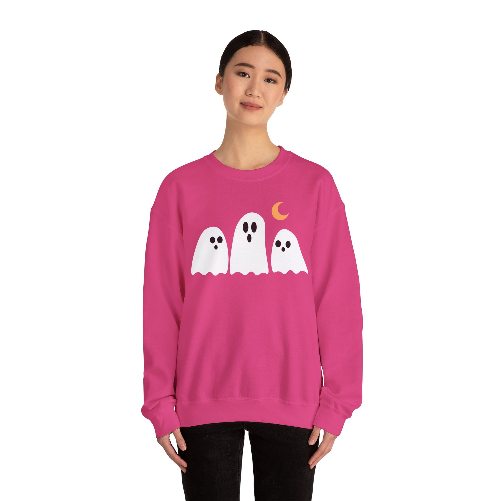 Spooky Ghosts Crewneck Sweatshirt, Cute Halloween Unisex Pullover - Stellar Threadz Studio