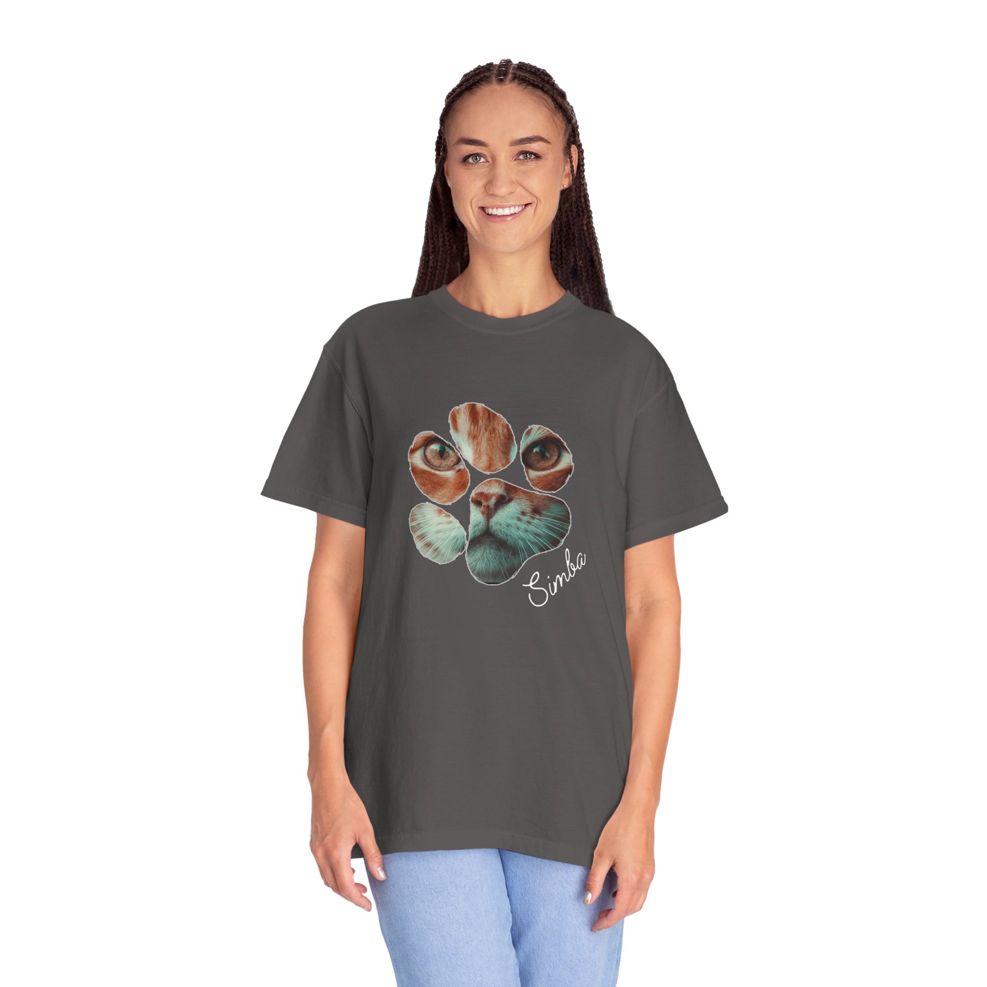 Simba Cat Themed Unisex T-shirt, Garment-Dyed, Pet Lover Gift, Cat Mom Tee, Birthday Shirt, Animal Lover Apparel - Stellar Threadz Studio