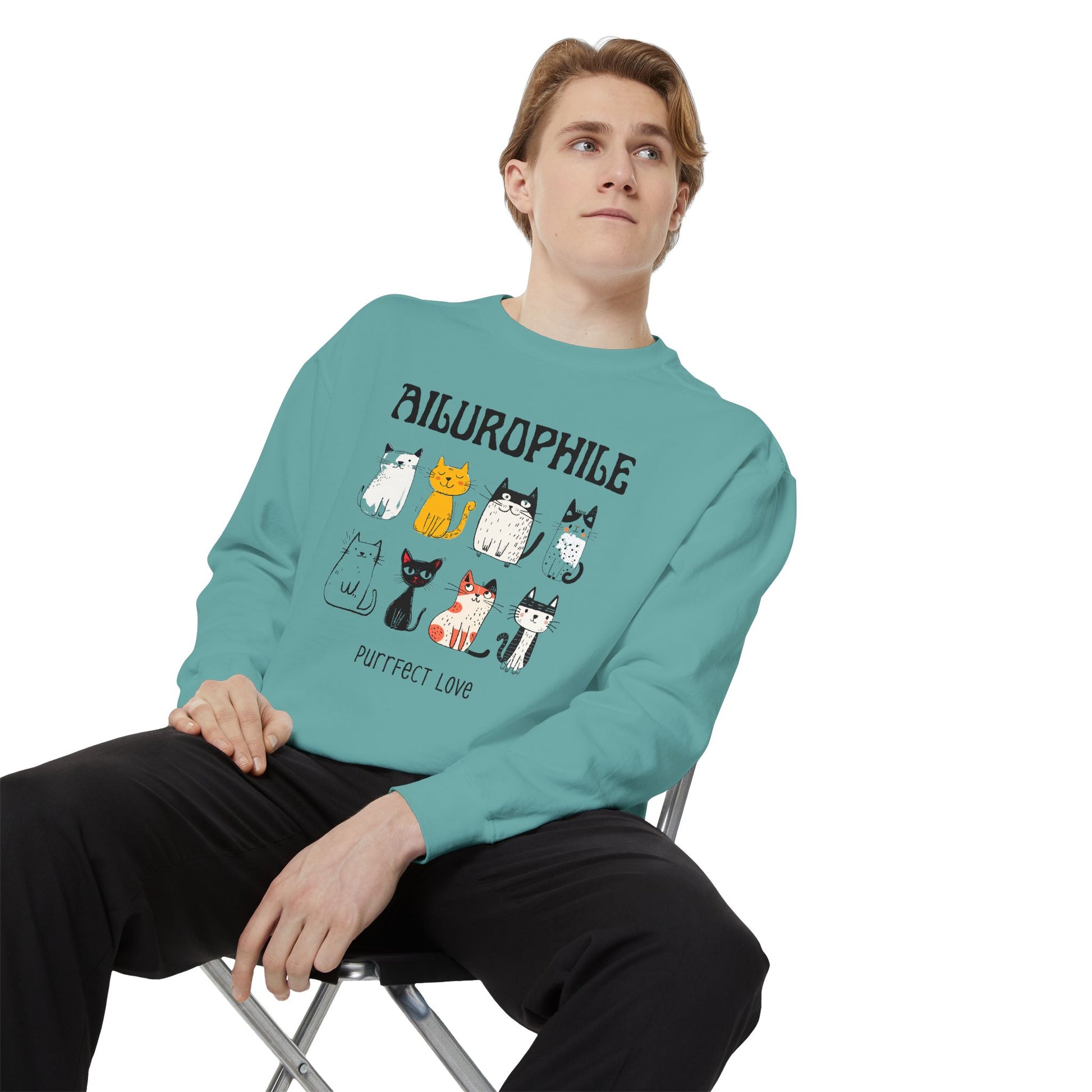 Ailurophile Comfort Colors Sweatshirt - Cozy Cat Sweatshirt, Cat Lover Gift, Unisex. - Stellar Threadz Studio