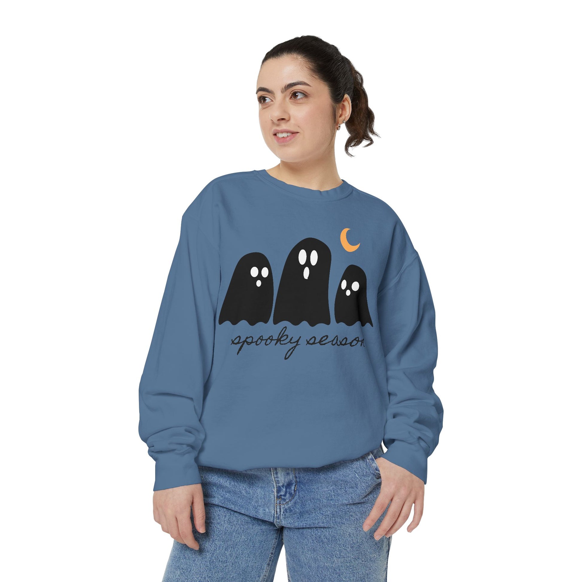 Spooky Season Sweatshirt - Comfort Colors Fall Apparel, Halloween Gift, Casual Layer, Unisex Decor, Ghost Theme, Comfort Colors - Stellar Threadz Studio